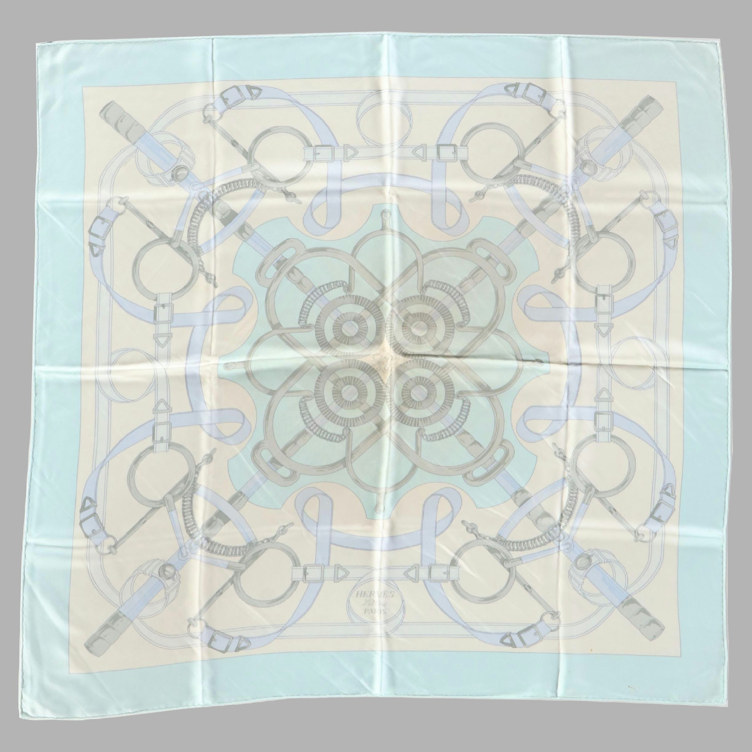 Hermès "Eperon D'Or" Silk Twill Scarf 90 in Box