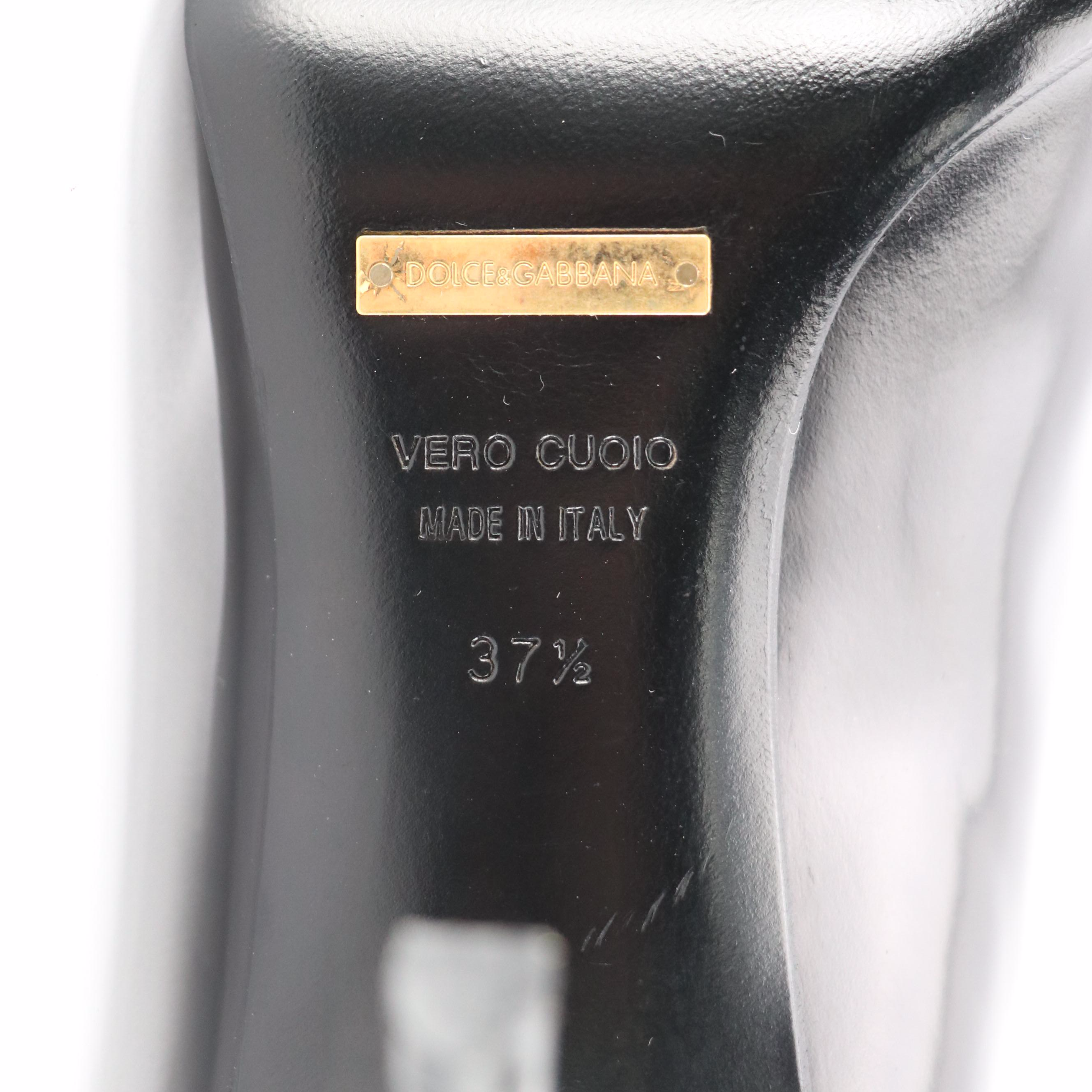 Dolce & Gabbana Pointed-Toe Stiletto Ankle Boots in Black Calf Leather, With Box