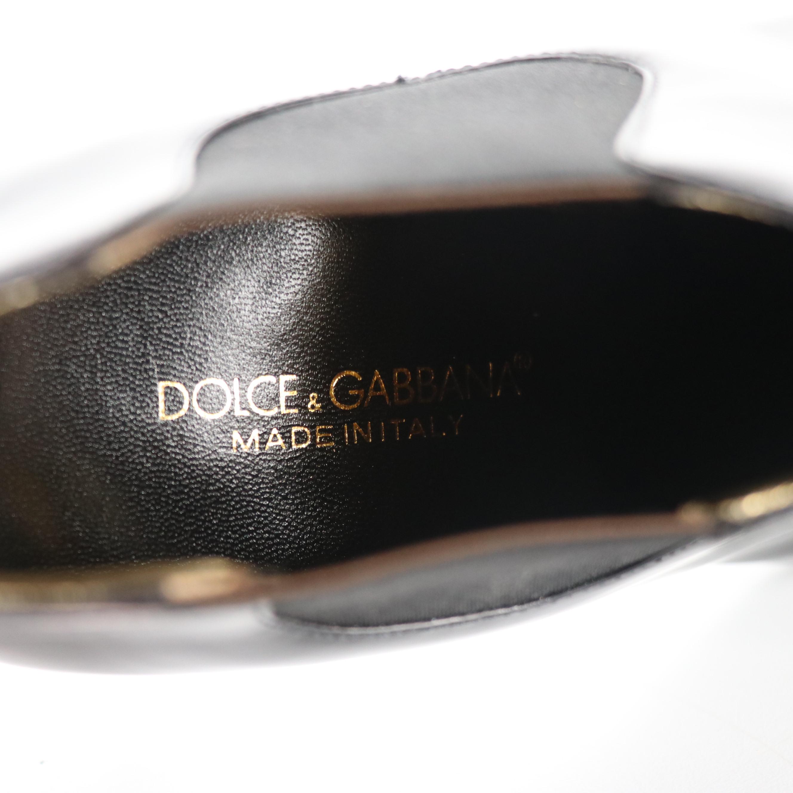 Dolce & Gabbana Pointed-Toe Stiletto Ankle Boots in Black Calf Leather, With Box