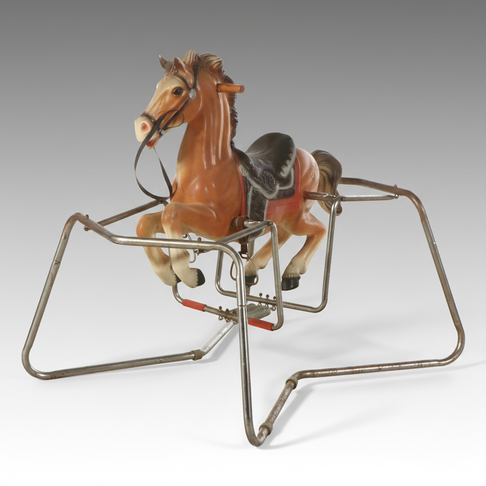 Spring-Mounted Rocking Horse Toy, Mid to Late 20th Century