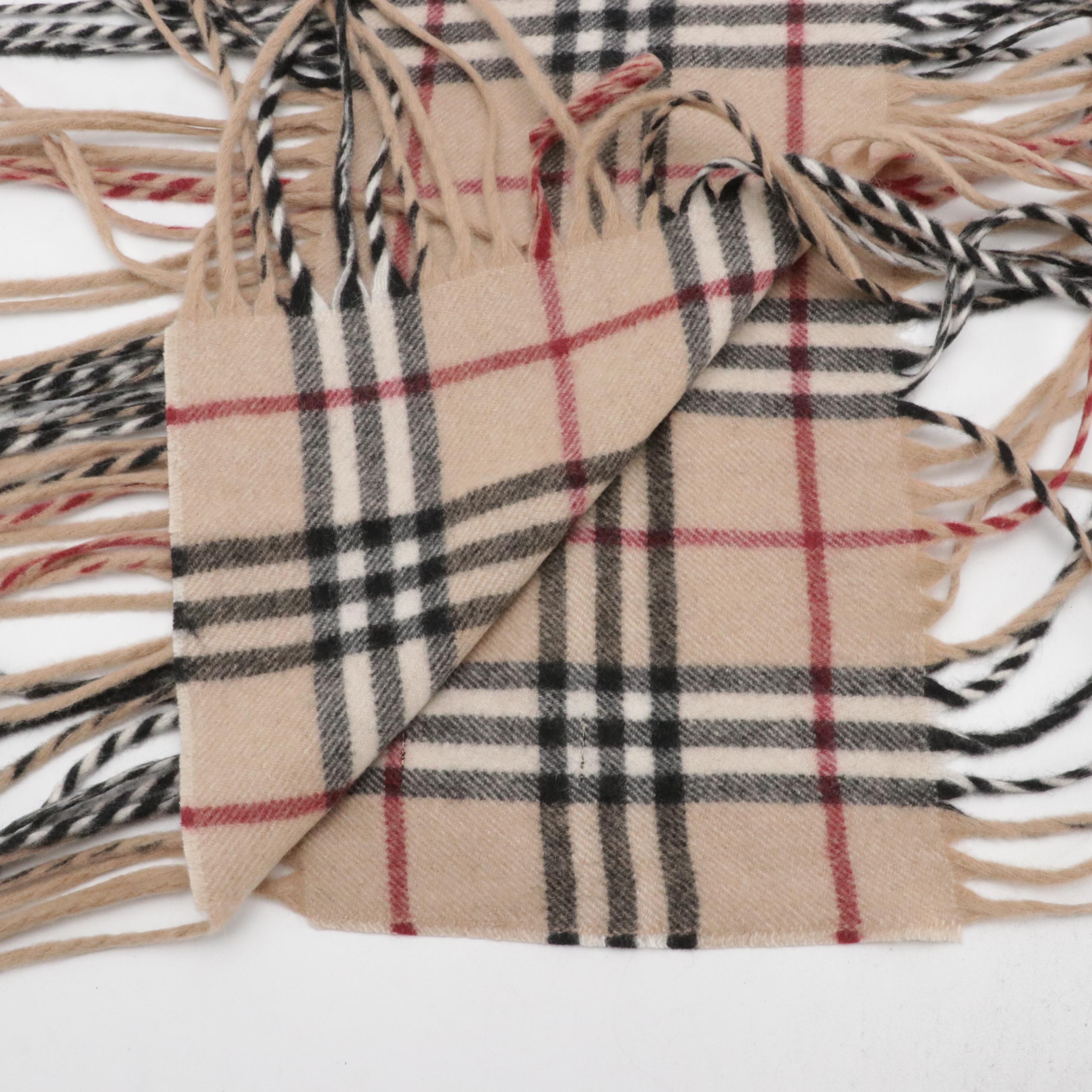 Burberry Cashmere Check Happy Scarf with Tag