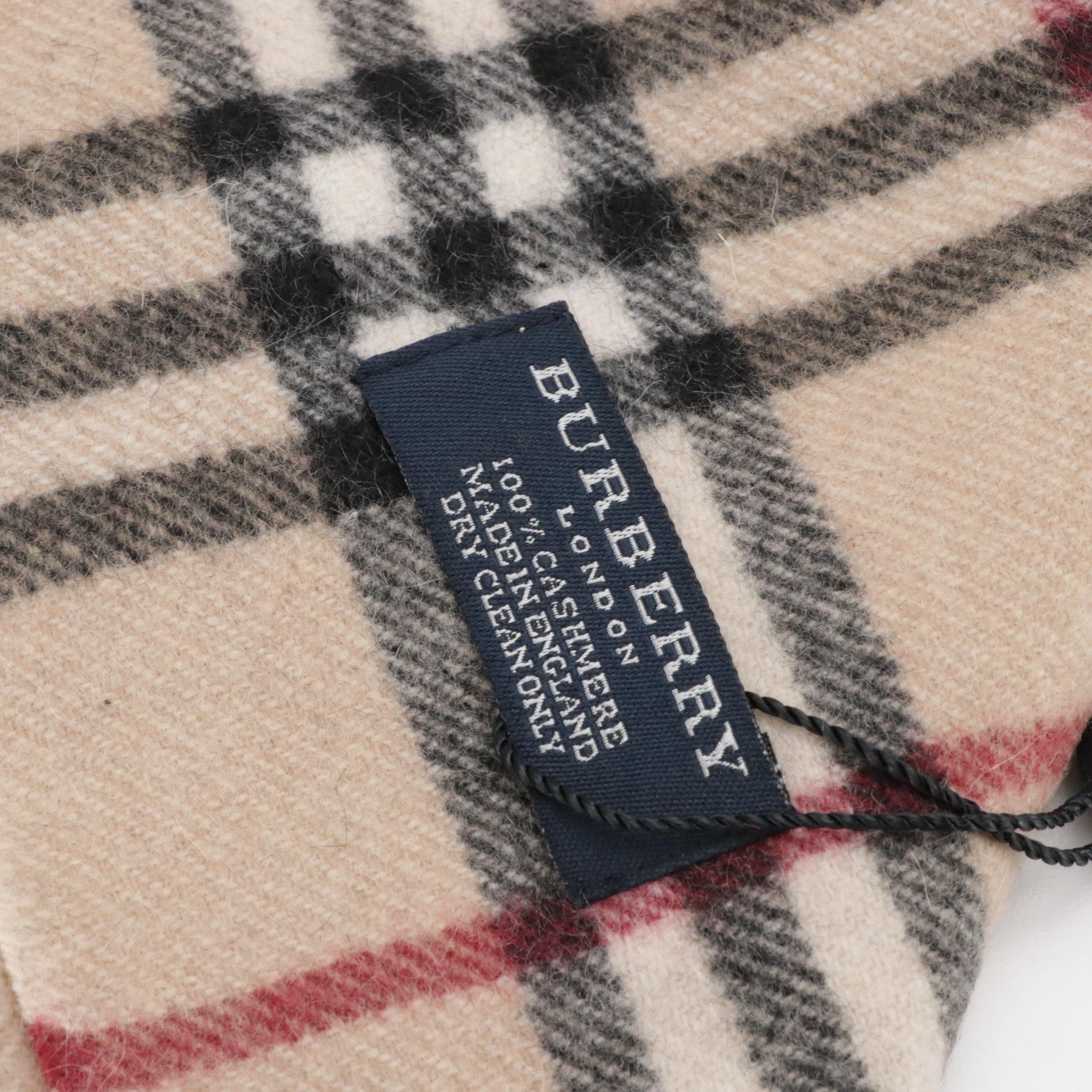 Burberry Cashmere Check Happy Scarf with Tag