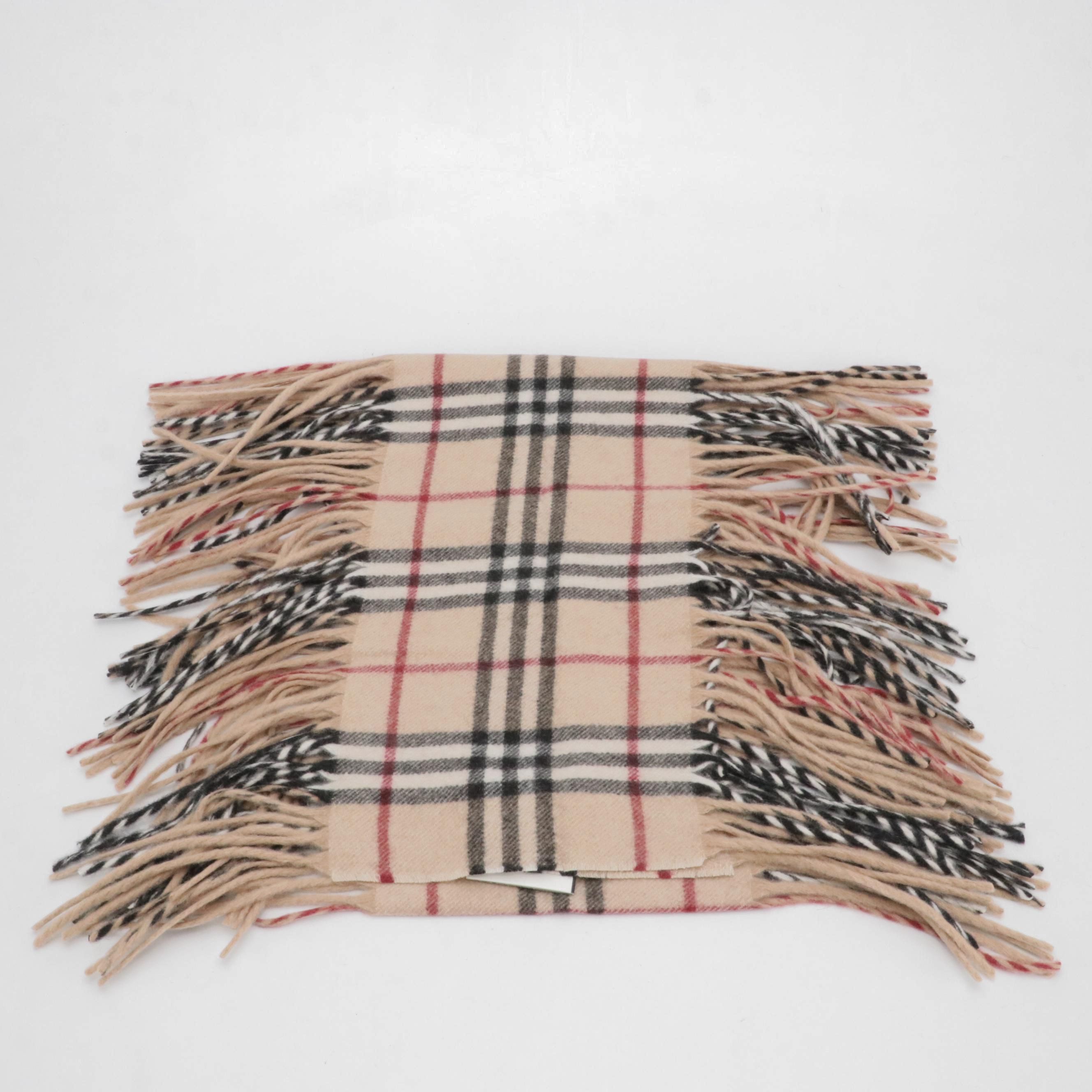 Burberry Cashmere Check Happy Scarf with Tag