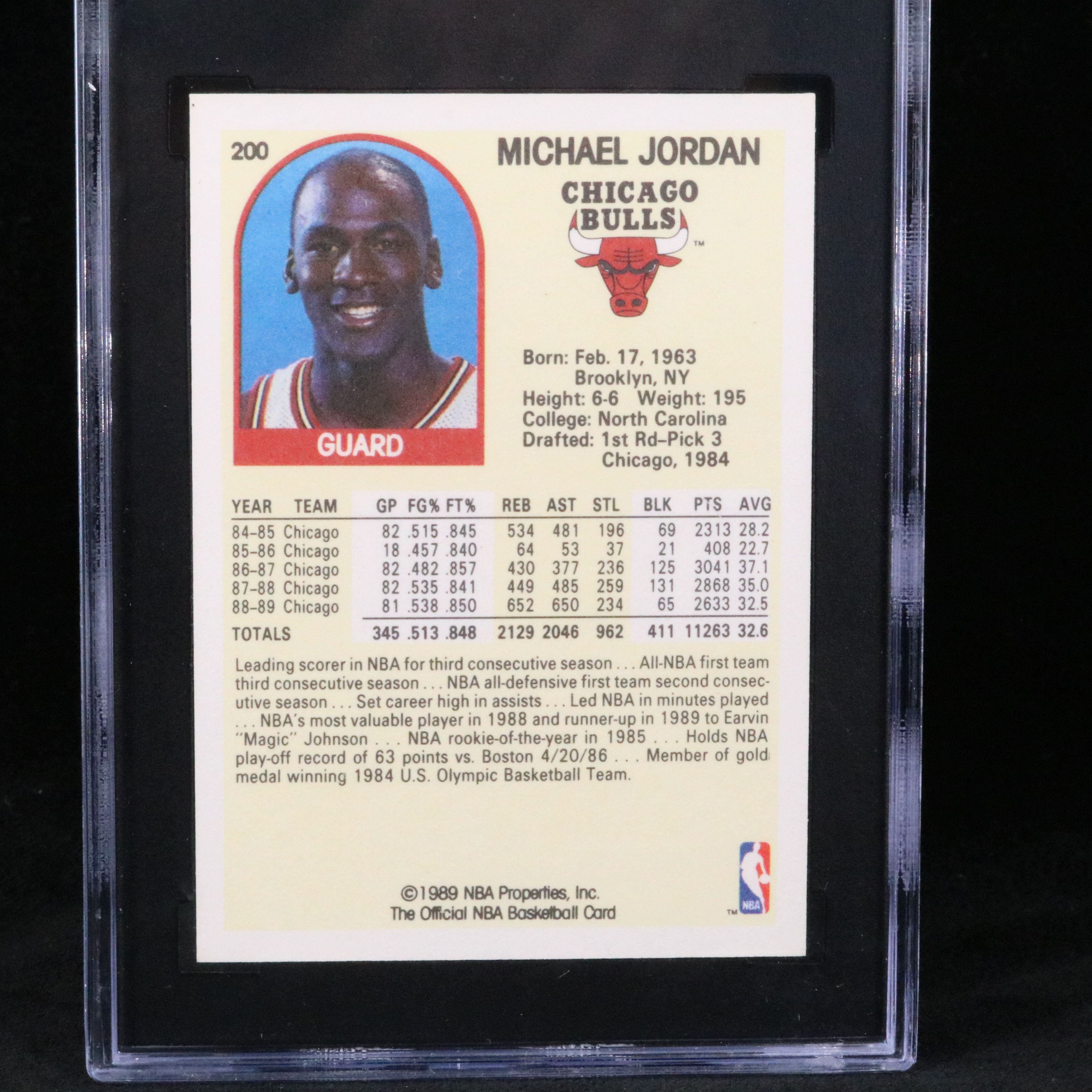 1989-90 NBA Hoops Michael Jordan Chicago Bulls Basketball Card Graded SGC 9