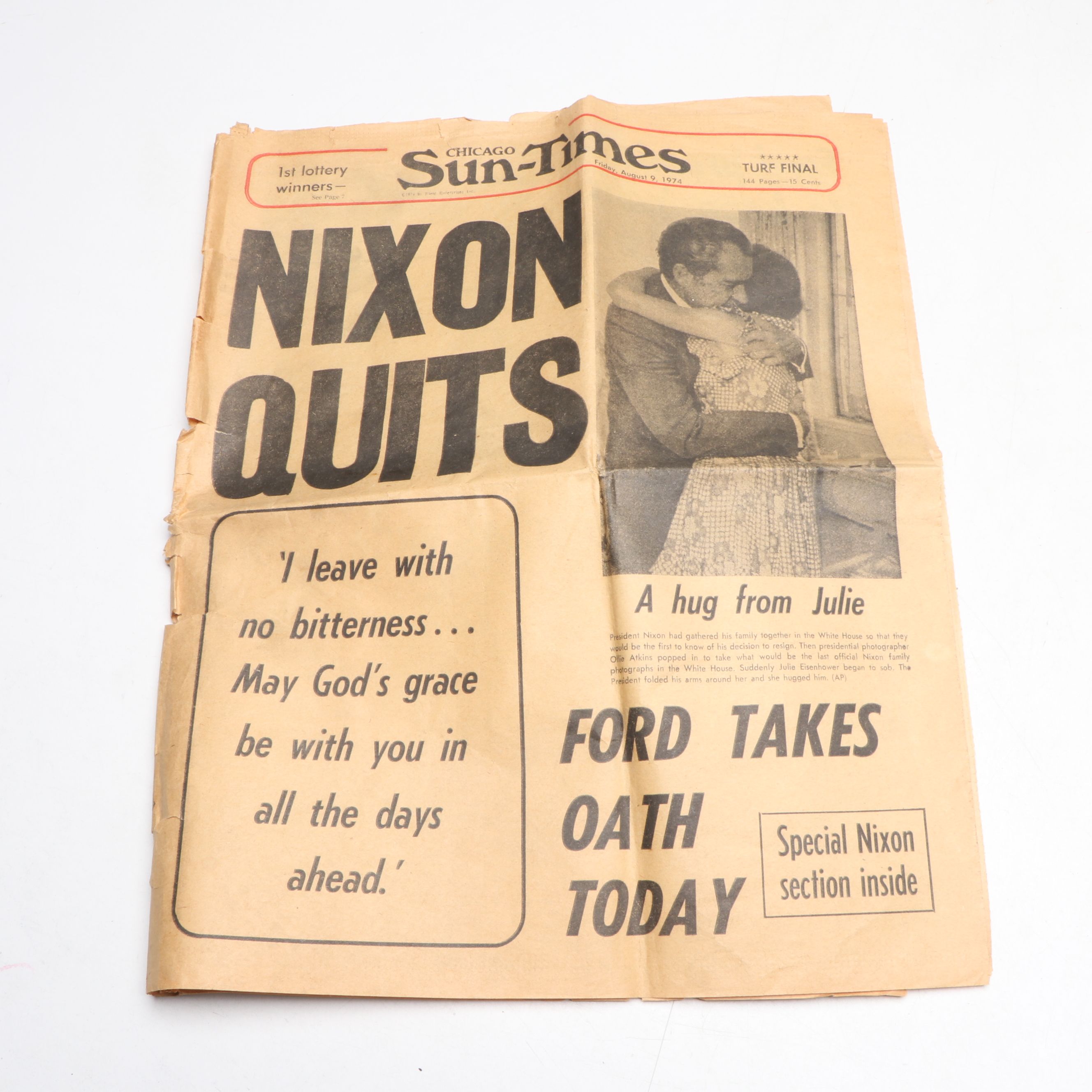 Richard Nixon Signed Photograph with Inaugural Ball Bracelet and Newspaper