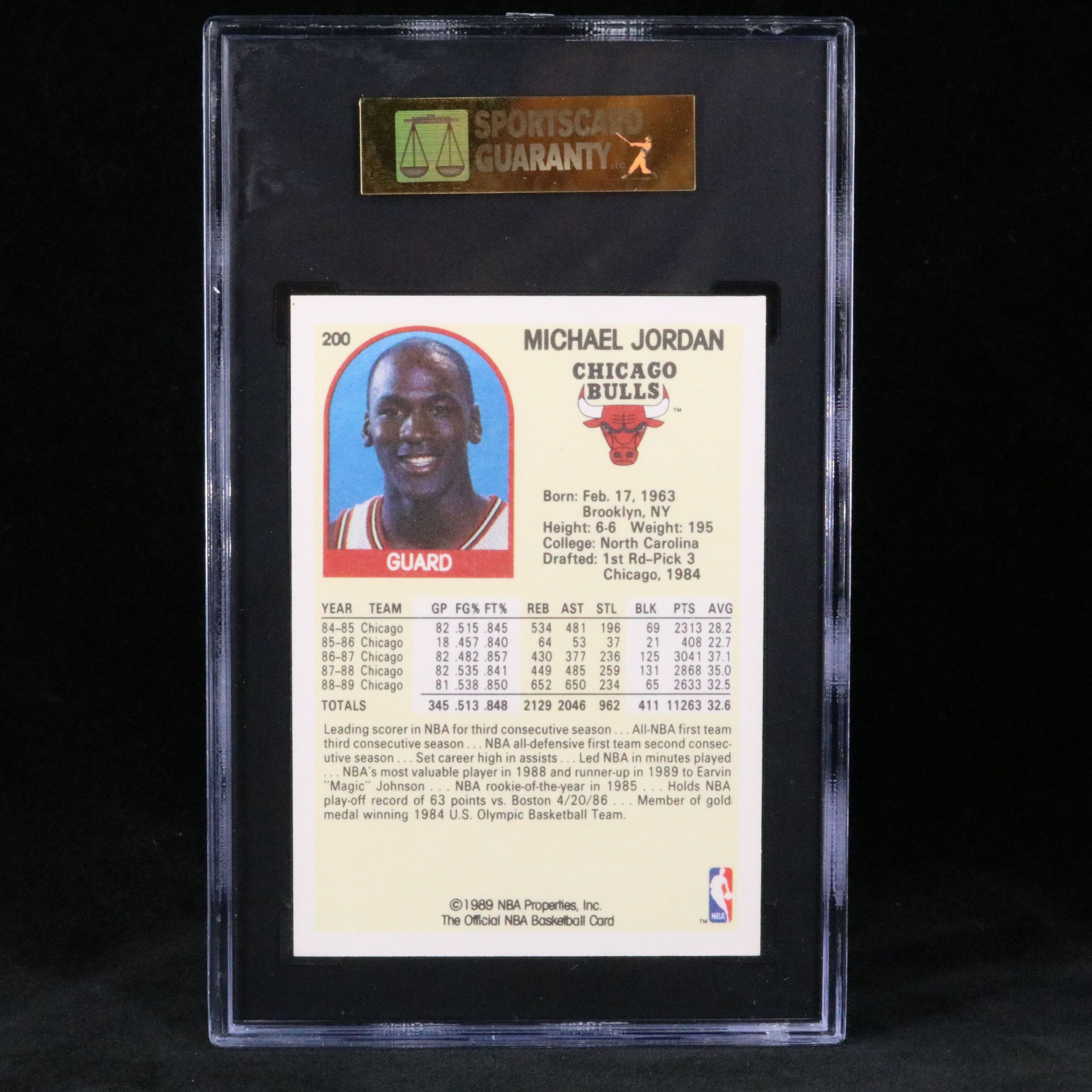 1989-90 NBA Hoops Michael Jordan Chicago Bulls Basketball Card Graded SGC 9
