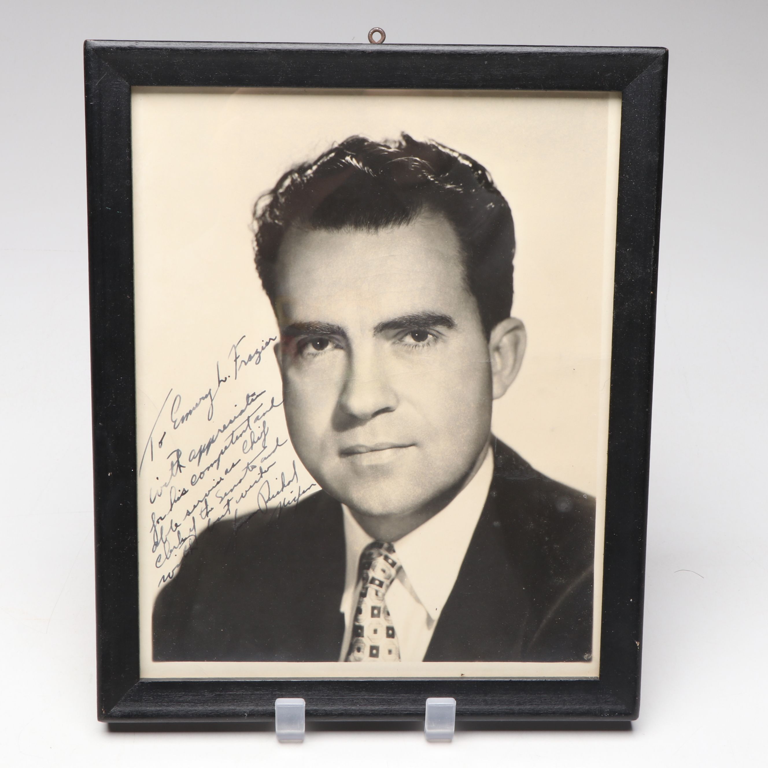 Richard Nixon Signed Photograph with Inaugural Ball Bracelet and Newspaper