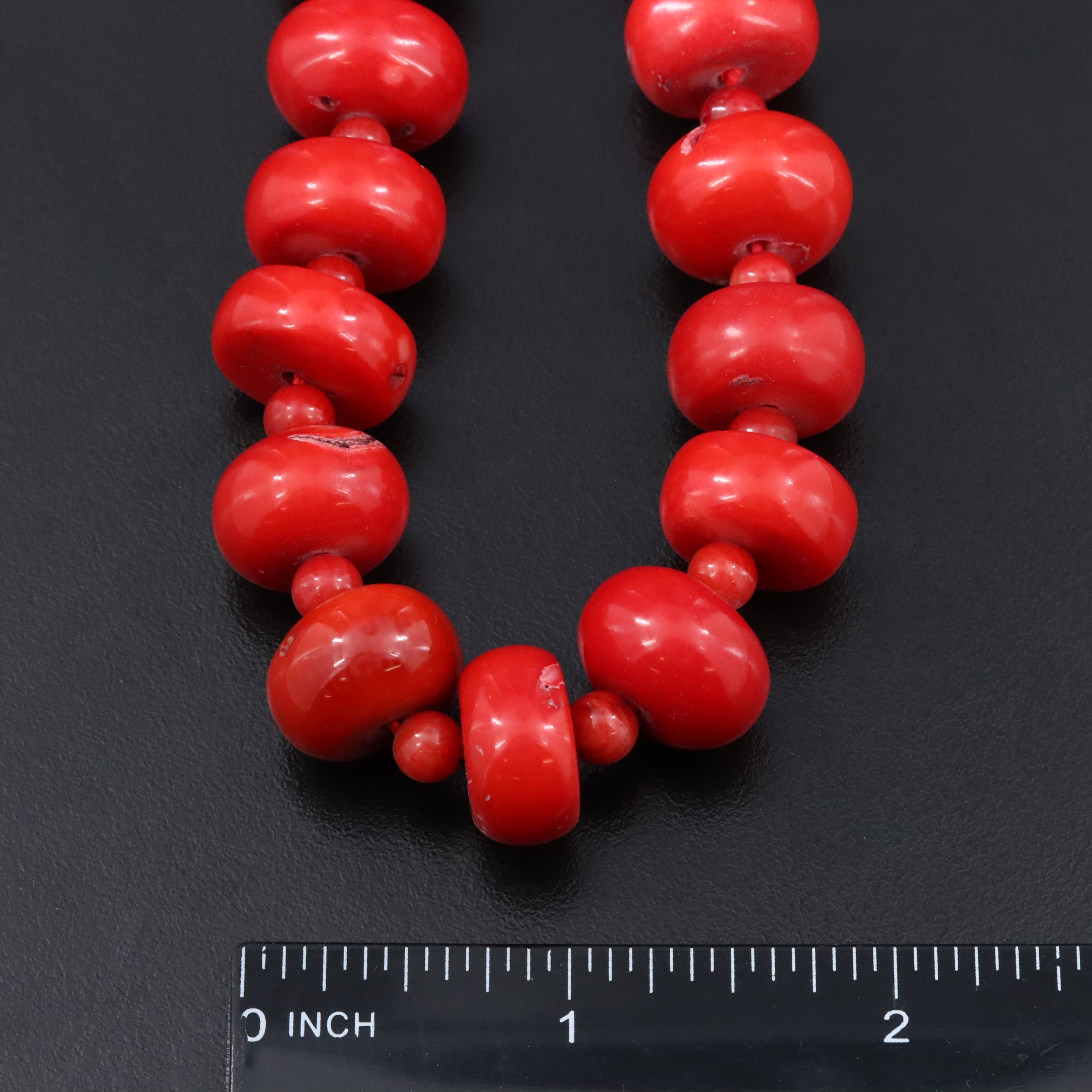 Coral Bead Necklace with 14K Clasp