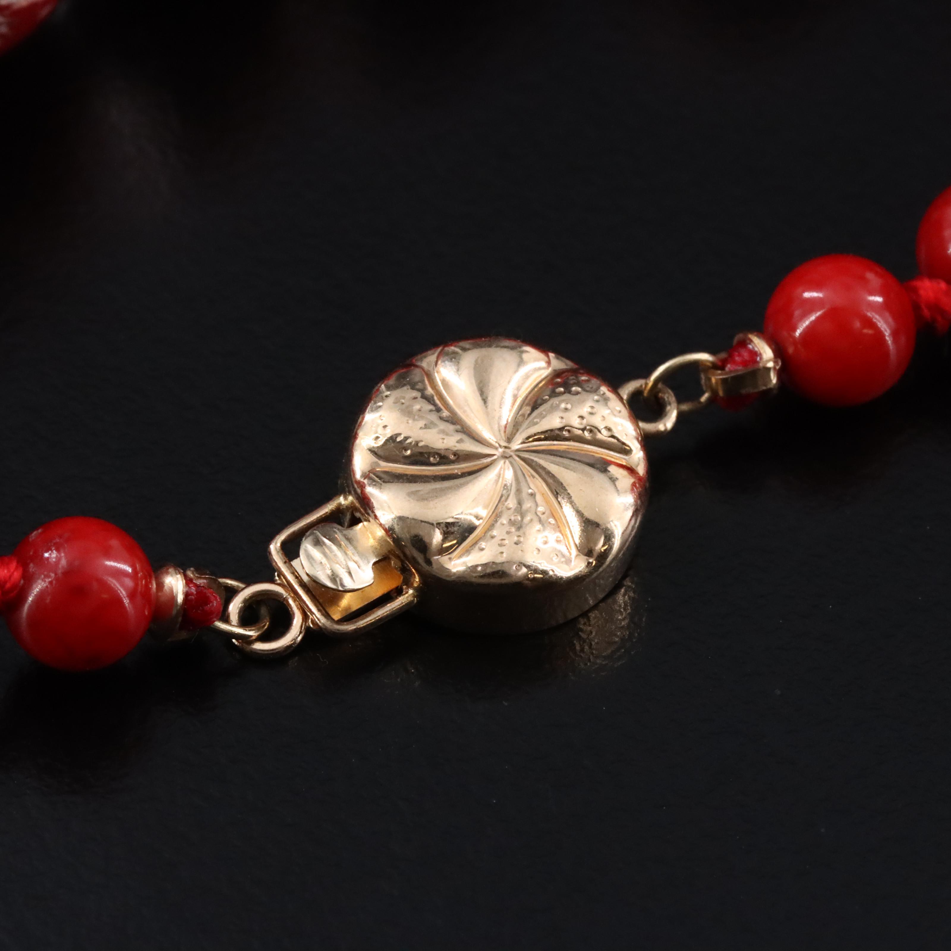 Coral Bead Necklace with 14K Clasp