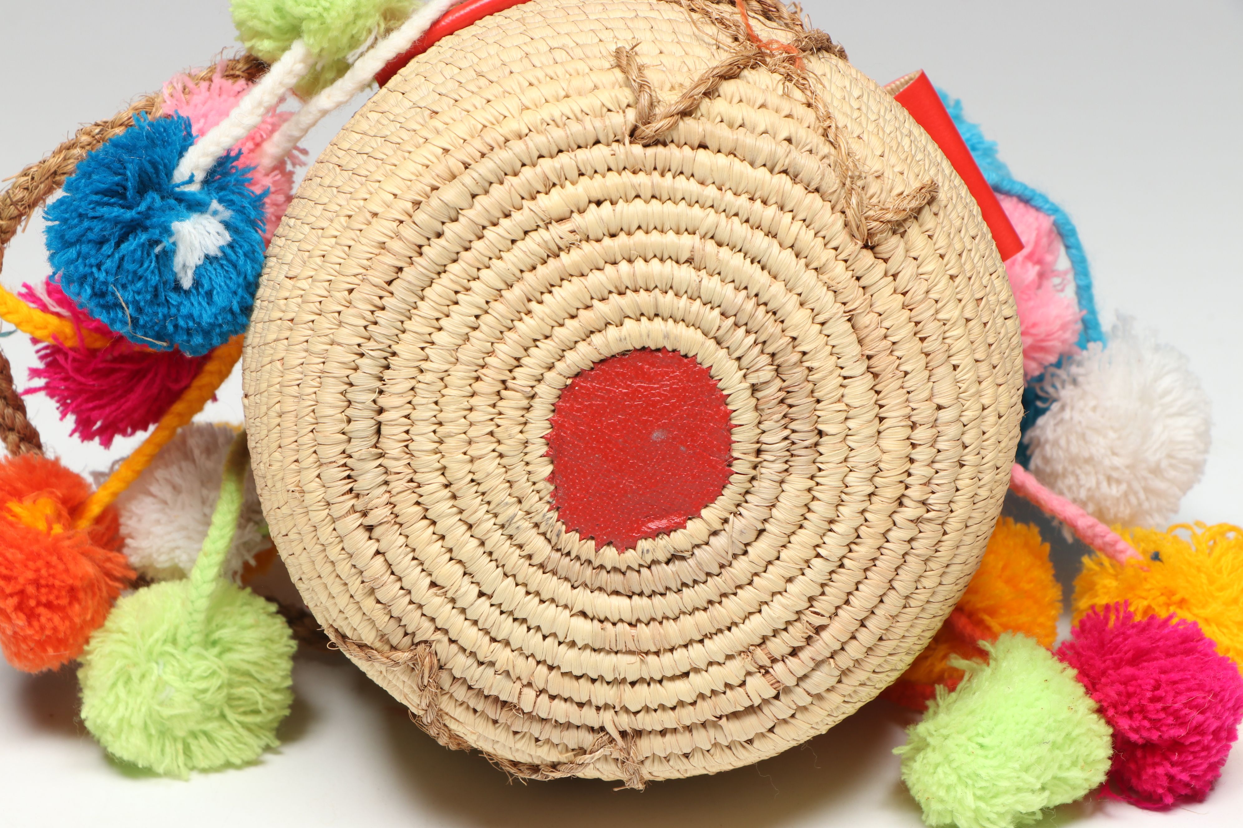 Egyptian Grass and Palm with Cotton Pom-Poms Lidded Baskets