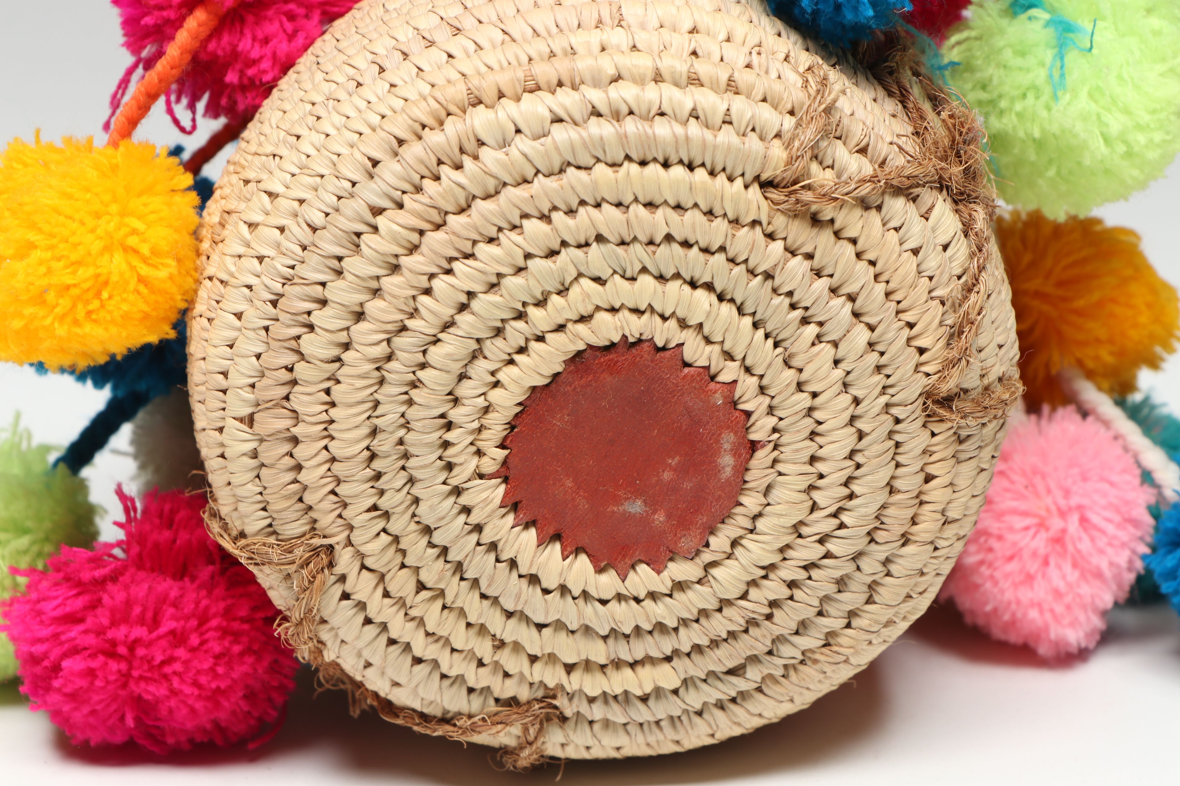 Egyptian Grass and Palm with Cotton Pom-Poms Lidded Baskets