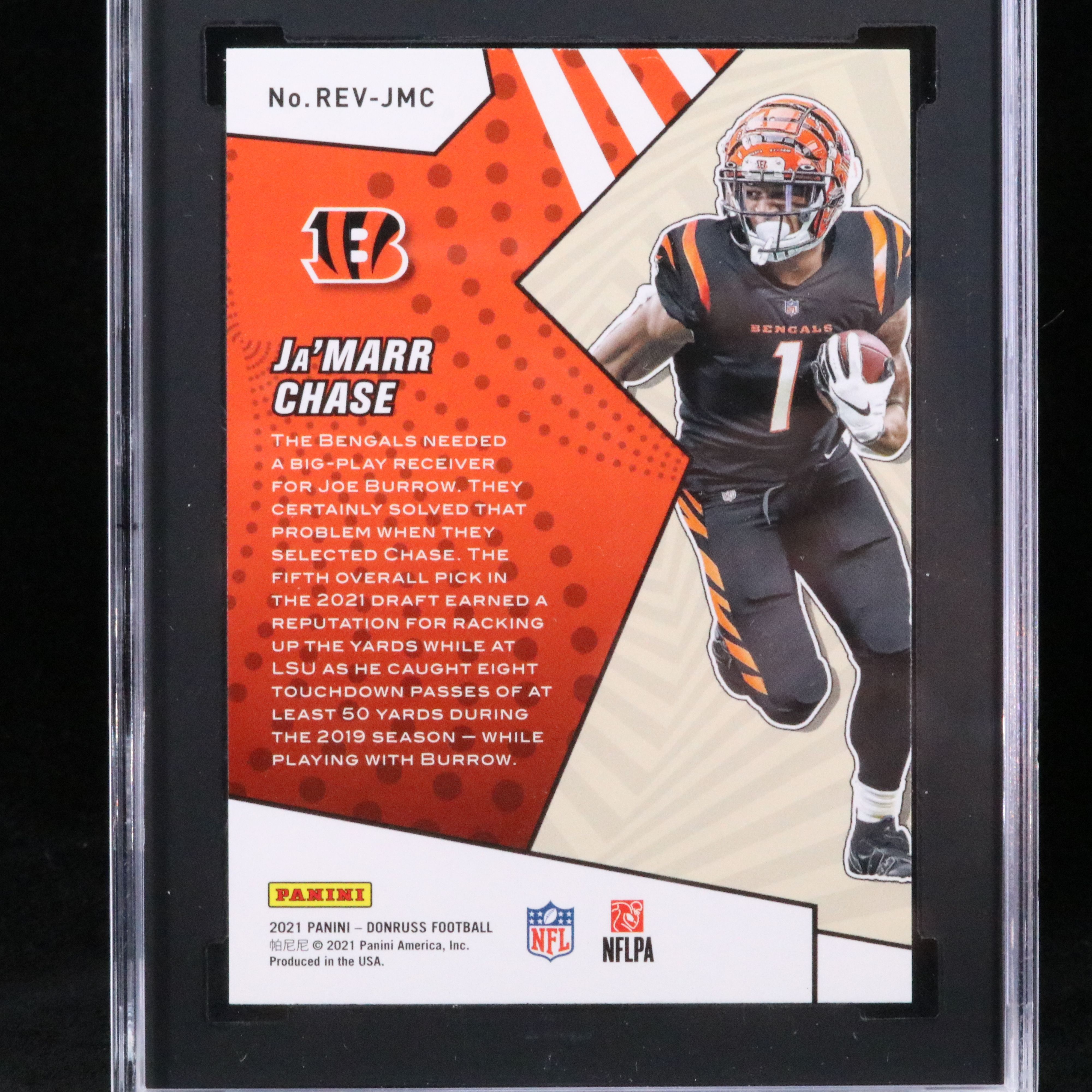 2021 Donruss Ja’Marr Chase Rookie Revolution Football Card Graded SGC 10