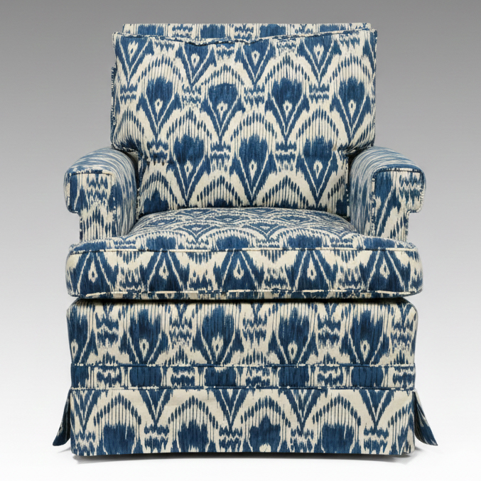 Contemporary Skirted Ikat Upholstered Armchair