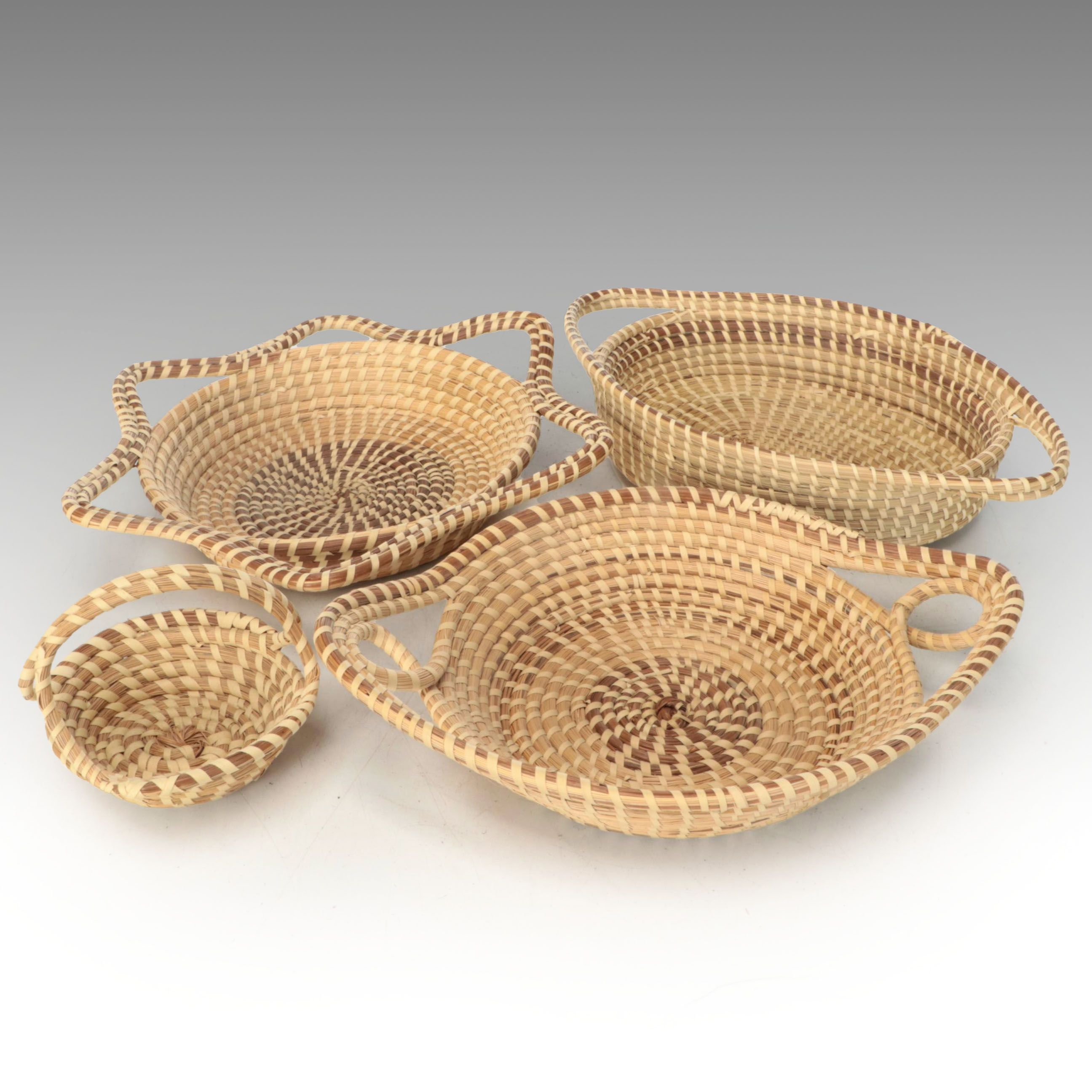 Sarah Graddick South Carolina Gullah Basket with Other Sweetgrass Basketry