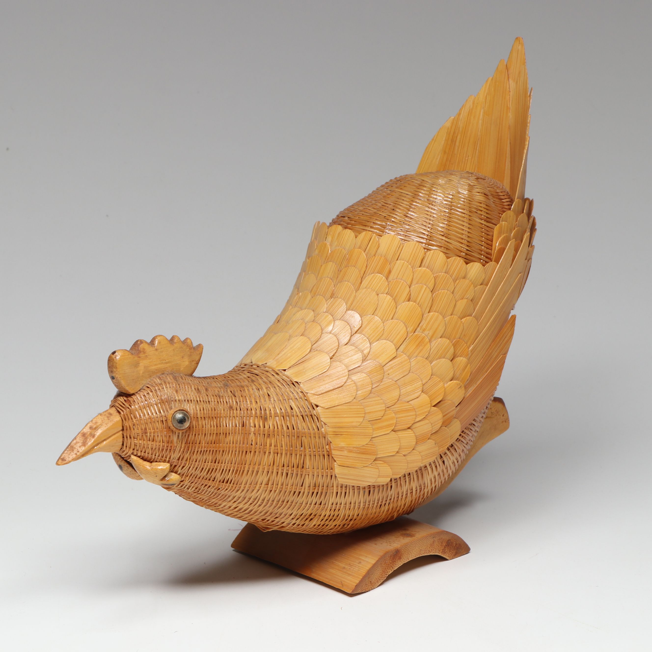 Chinese Animal Form Baskets and Bamboo Crane