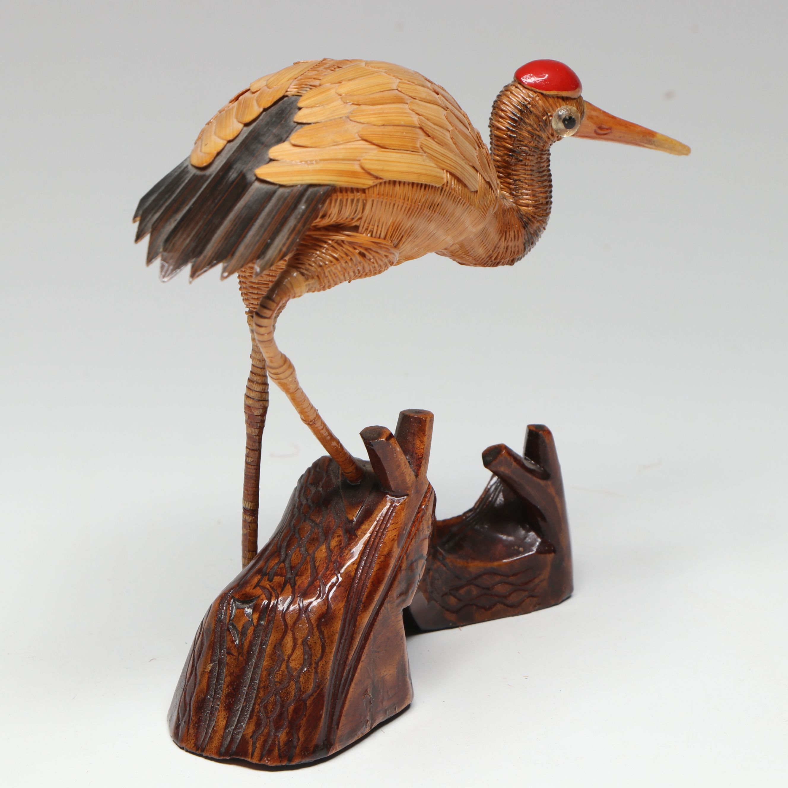 Chinese Animal Form Baskets and Bamboo Crane