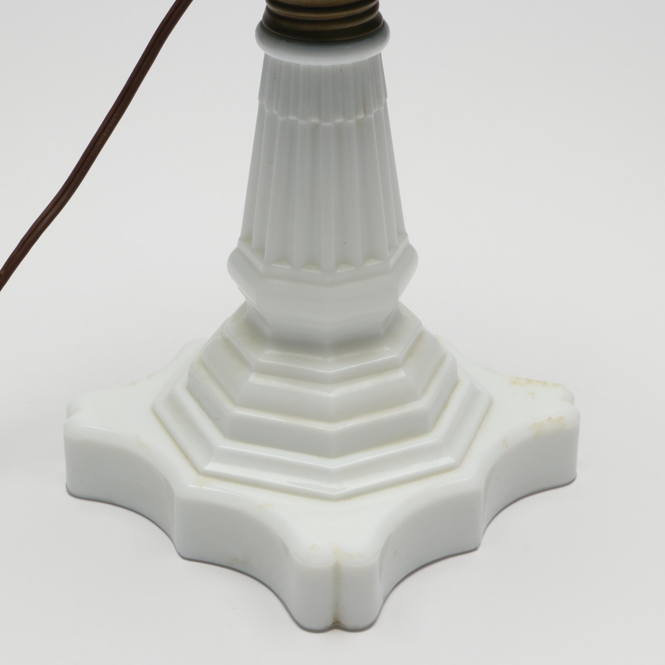 Fenton Victorian Style Blue Melon Lamp, Vintage