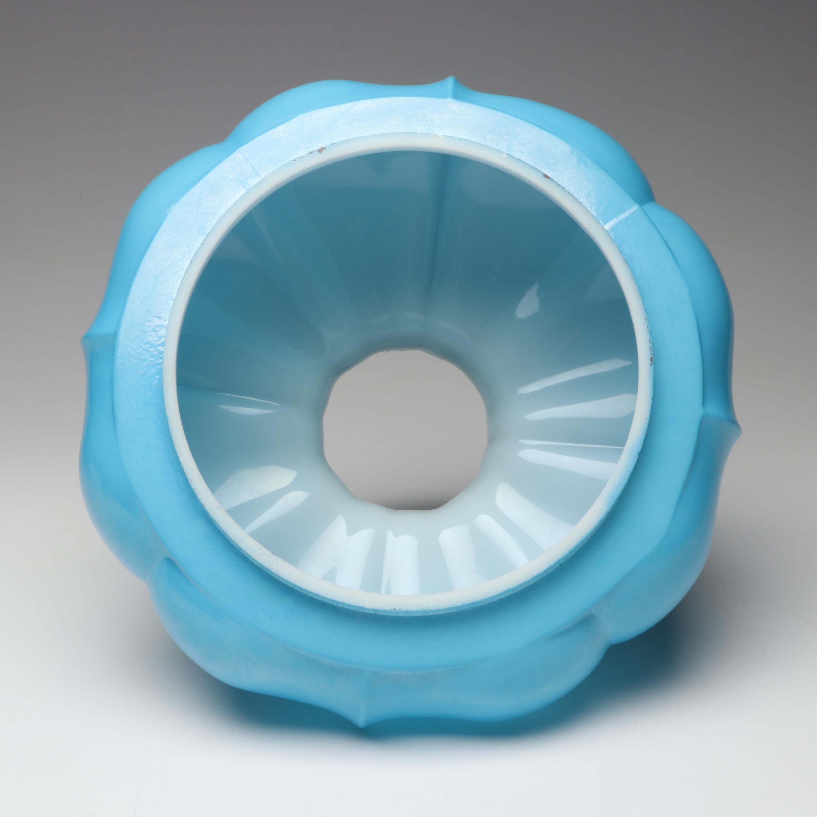 Fenton Victorian Style Blue Melon Lamp, Vintage