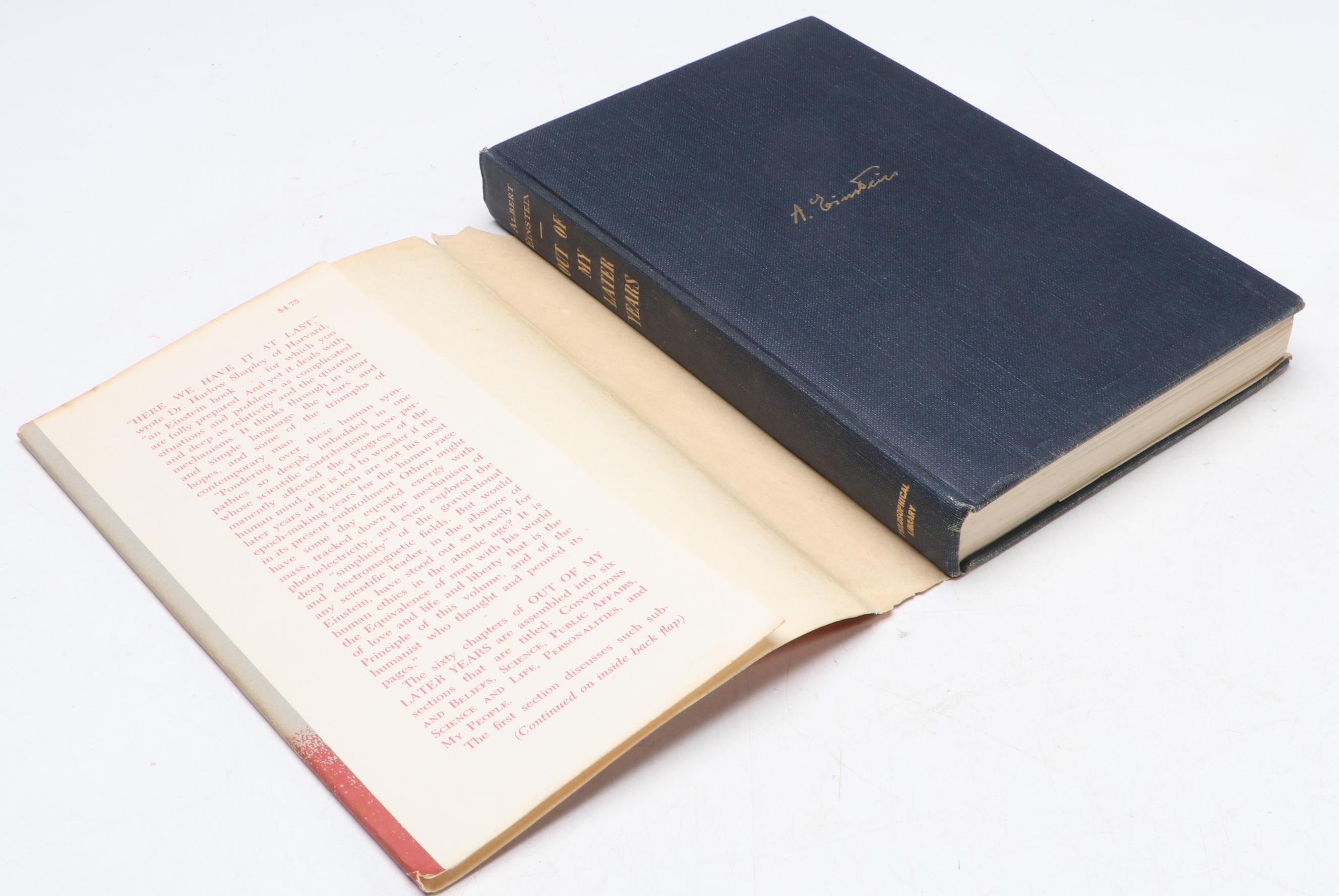 First Printing "Out of My Later Years" by Albert Einstein, 1950