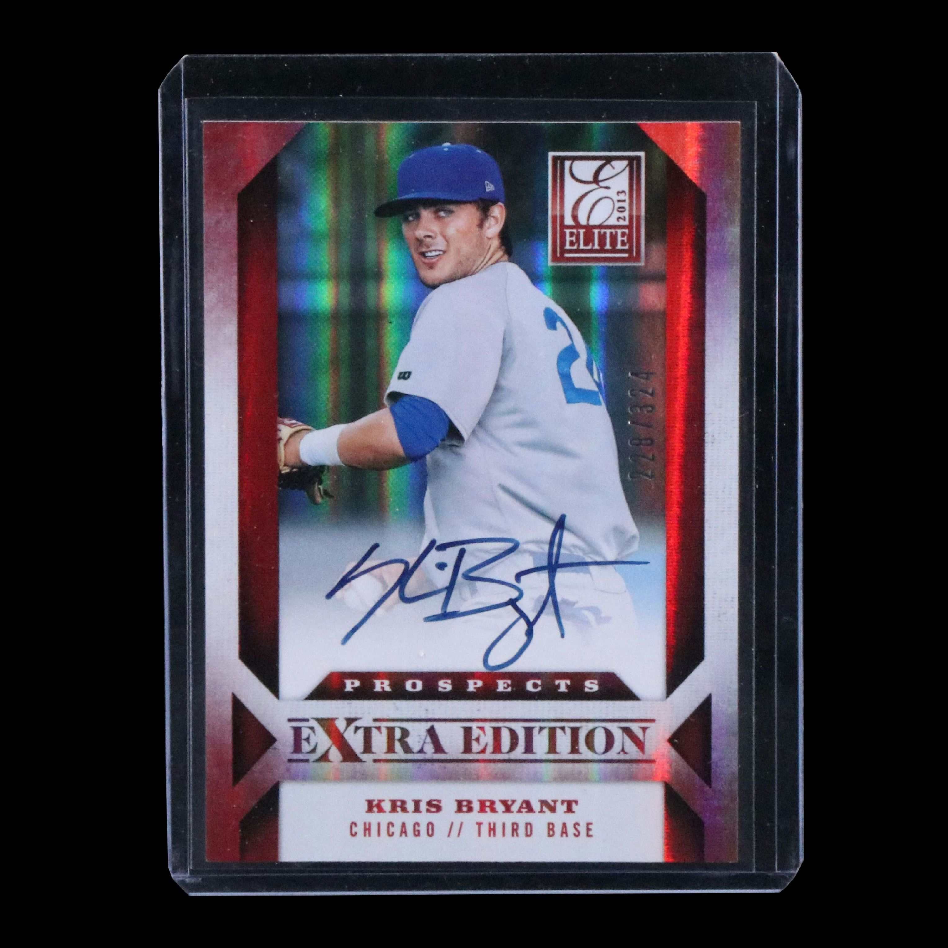 2013 Elite Kris Bryant Signed Chicago Cubs Baseball Card No. 228/324