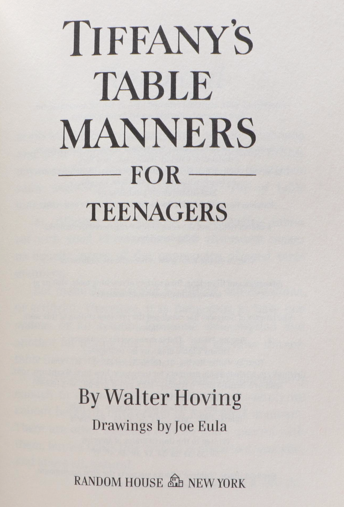 50th Anniversary Edition "Tiffany's Table Manners for Teenagers" by W. Hoving