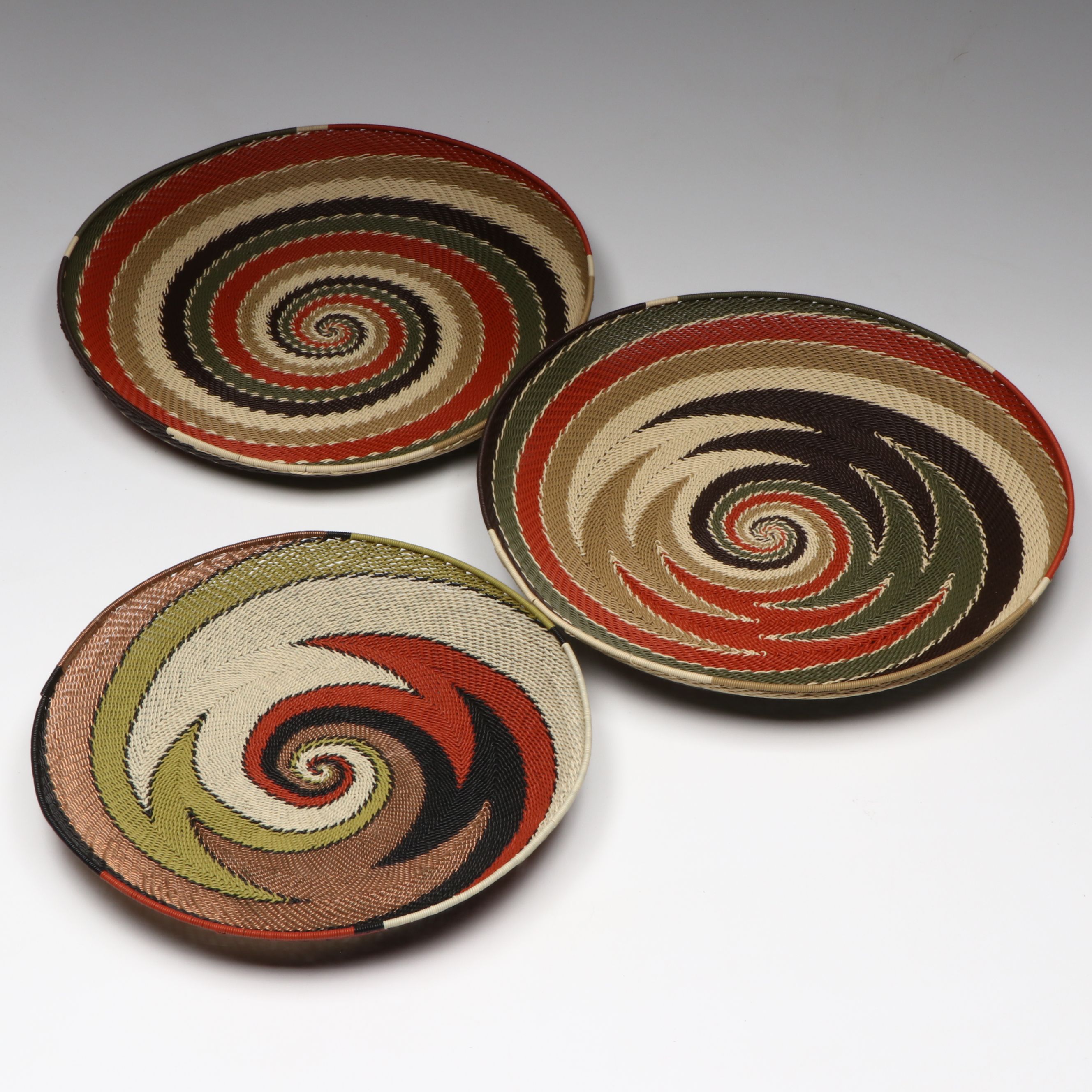 South African Zulu Peoples Telephone and Copper Wire Baskets