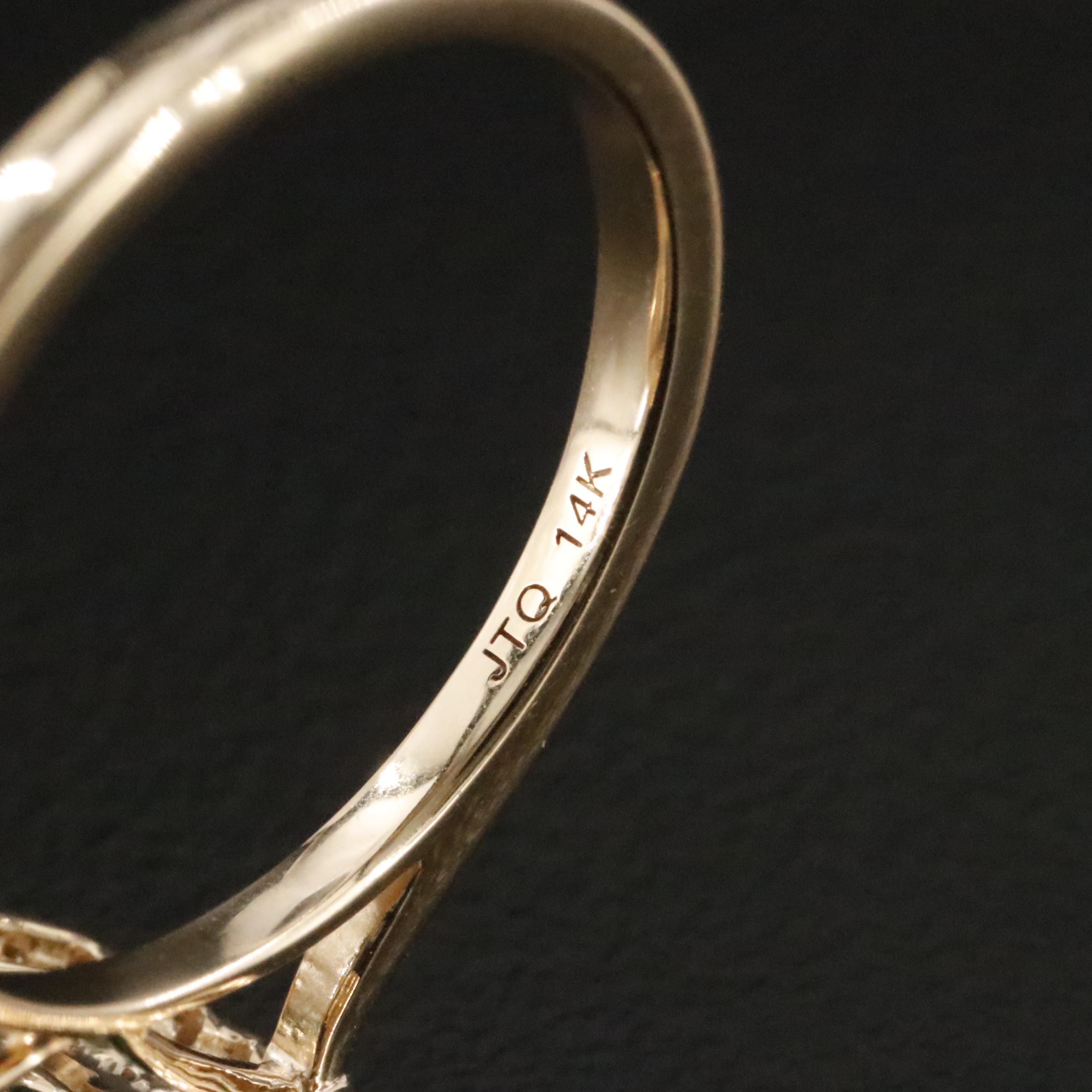 14K Emerald and White Sapphire Ring