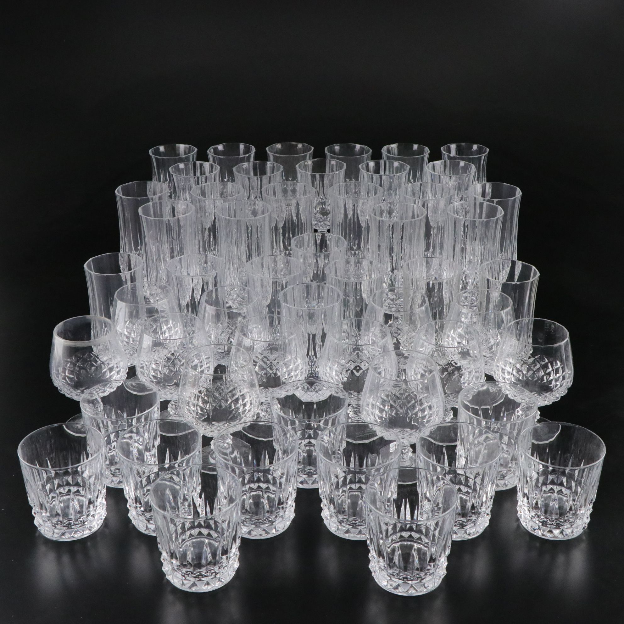 Cristal d'Arques Durand "Longchamp" Crystal Water Goblets, Brandy Glasses & More