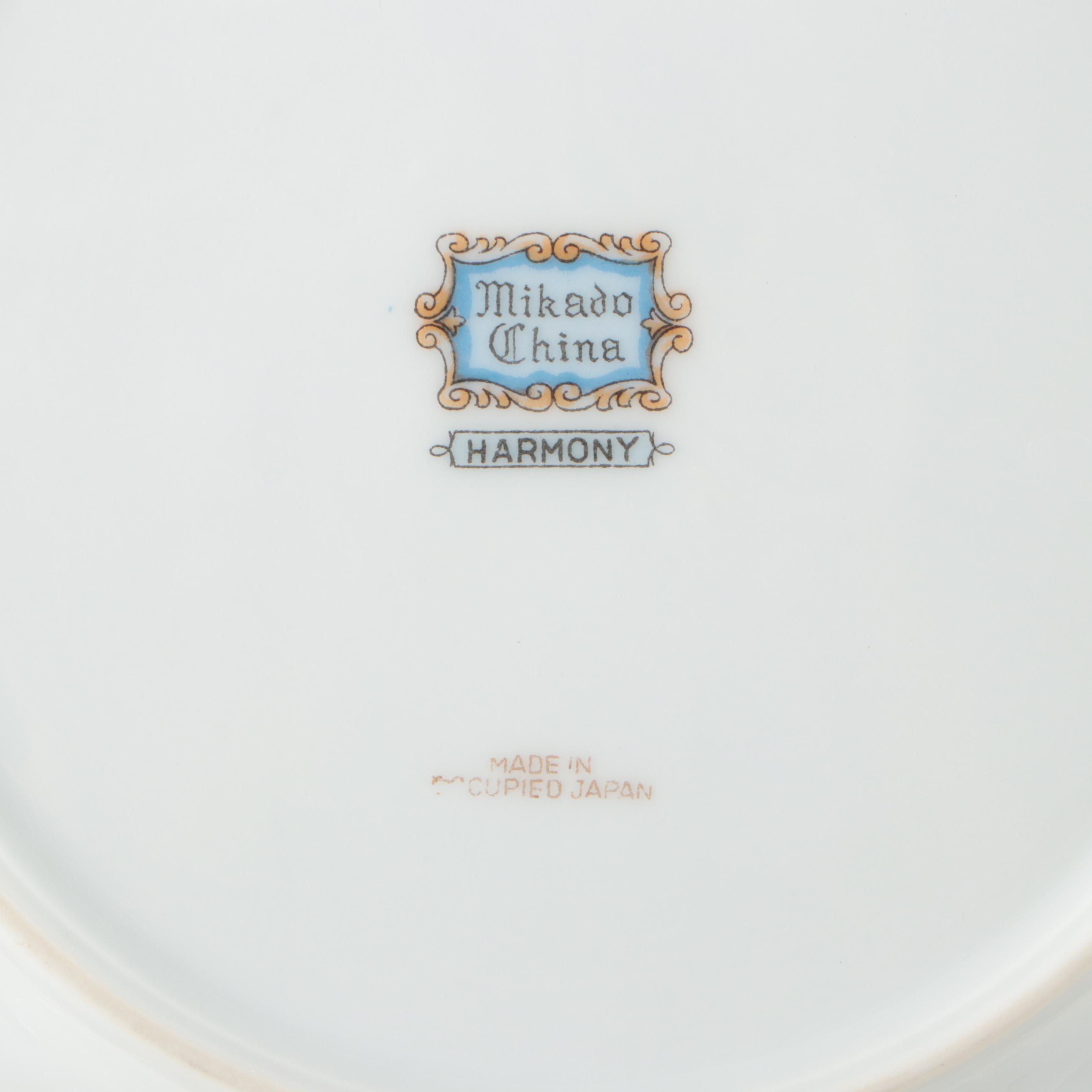 Mikado "Harmony" Porcelain Plates with Creamer and Sugar