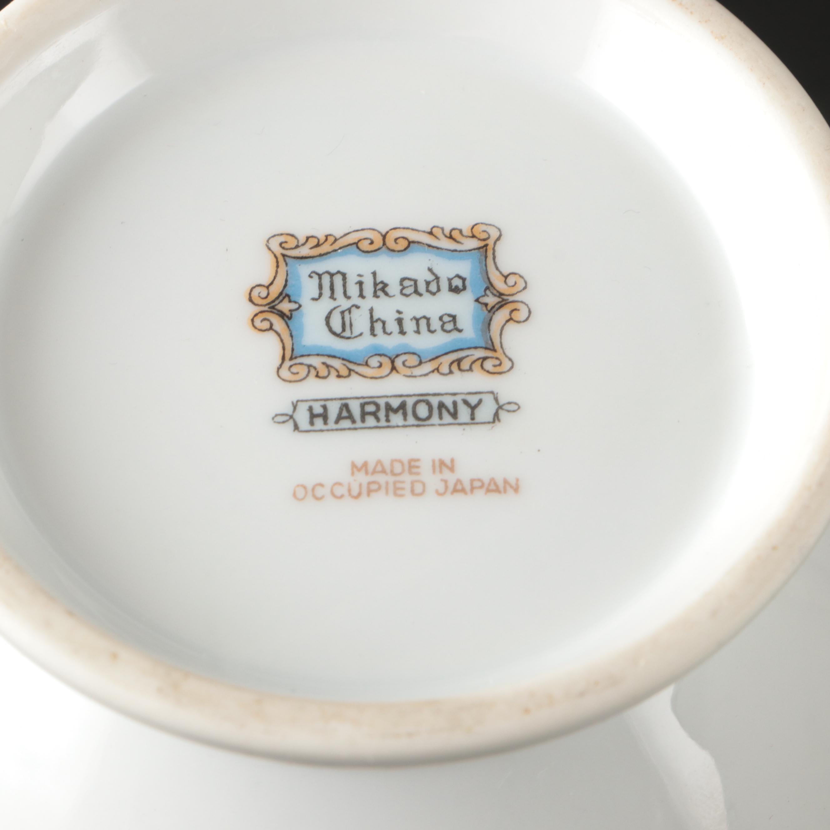 Mikado "Harmony" Porcelain Plates with Creamer and Sugar