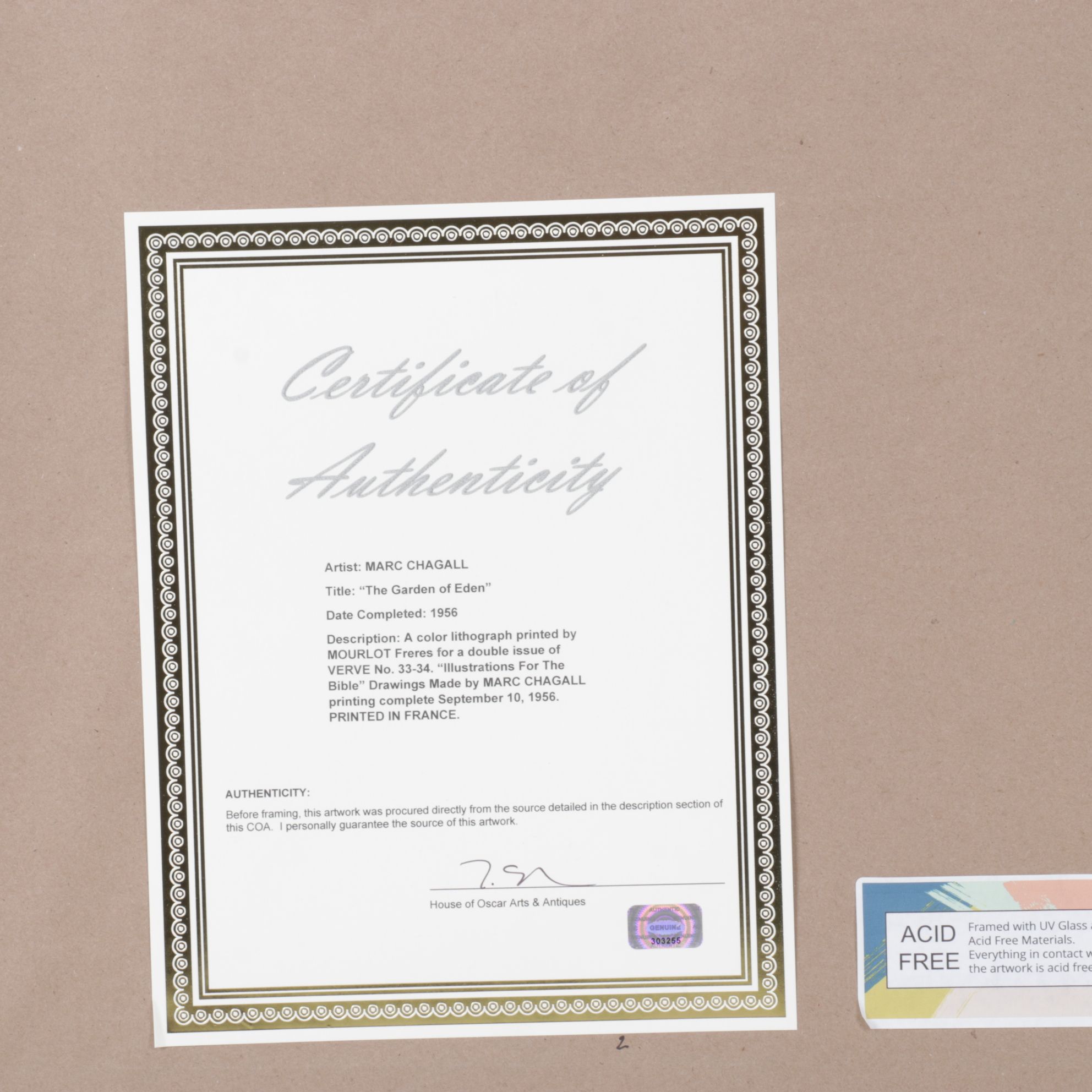 Marc Chagall Color Lithograph "Paradise" for "Verve", 1960