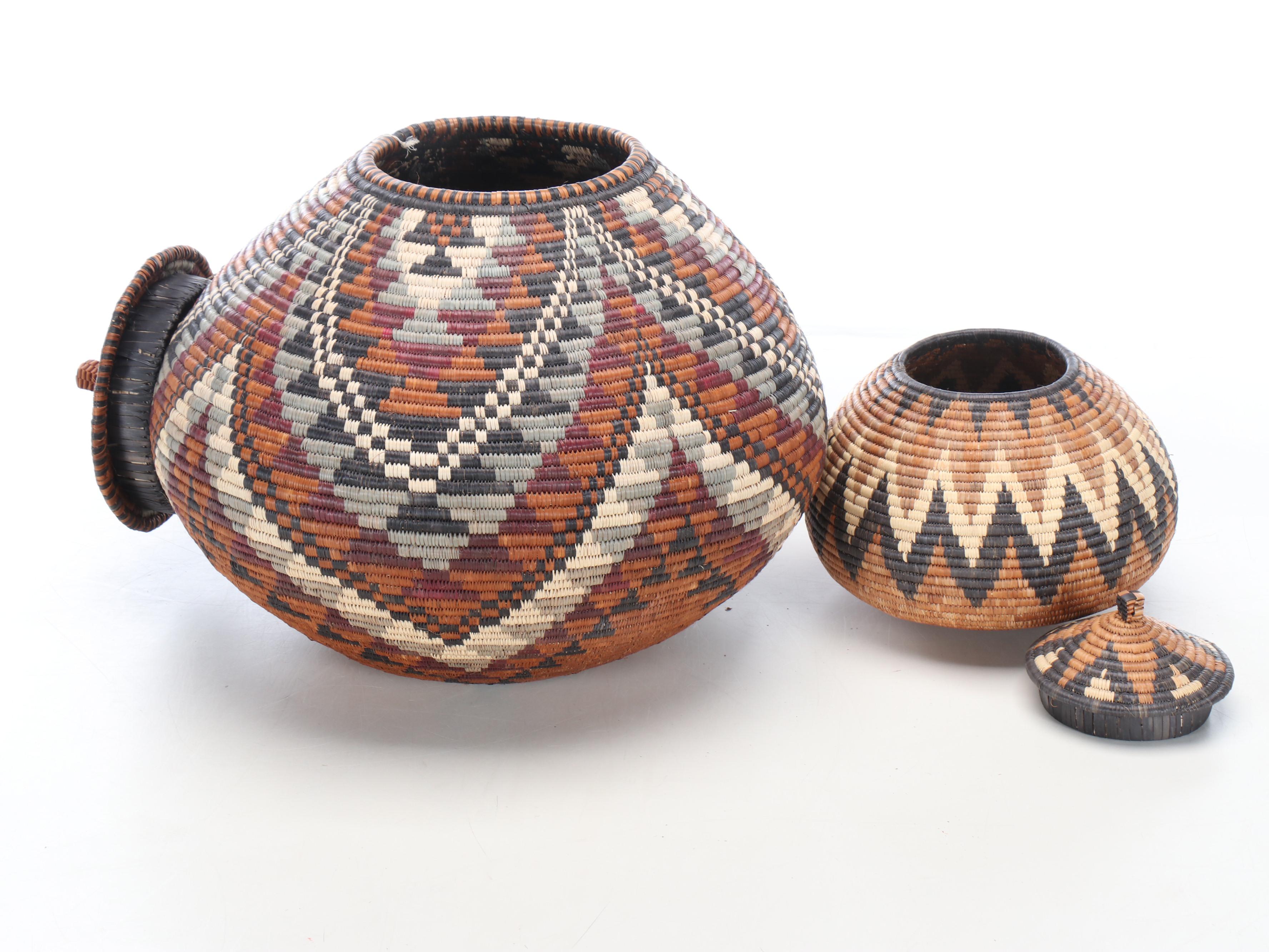 Nkosingiphile Sithole South African Ilala Palm Lidded Baskets and Salt Carrier