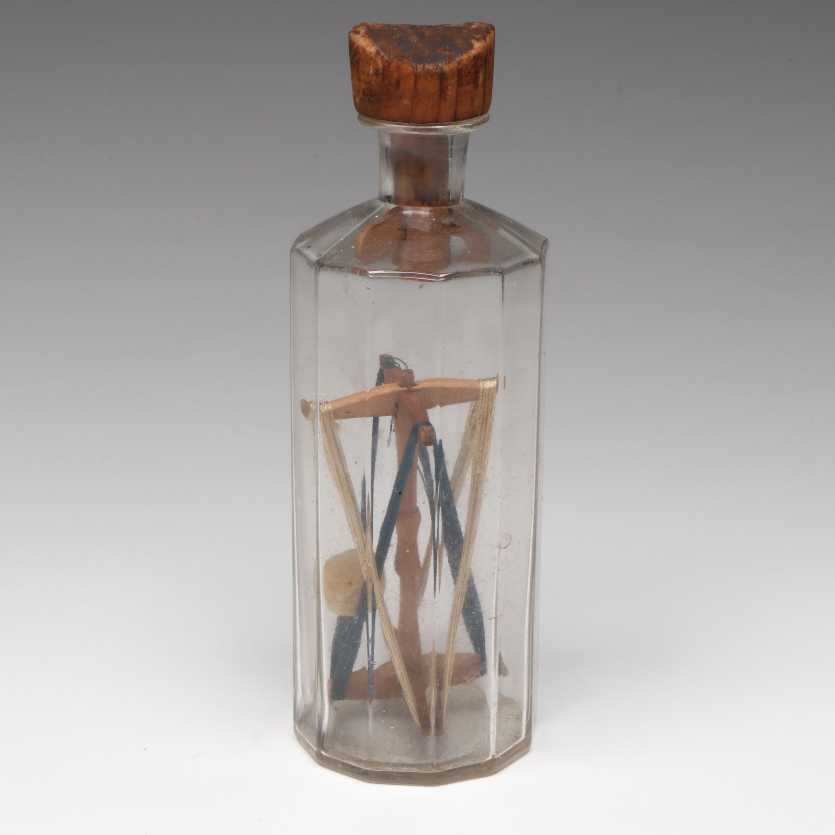 Antique Folk Art Niddy Noddy Bottle Whimsey, 19th Century