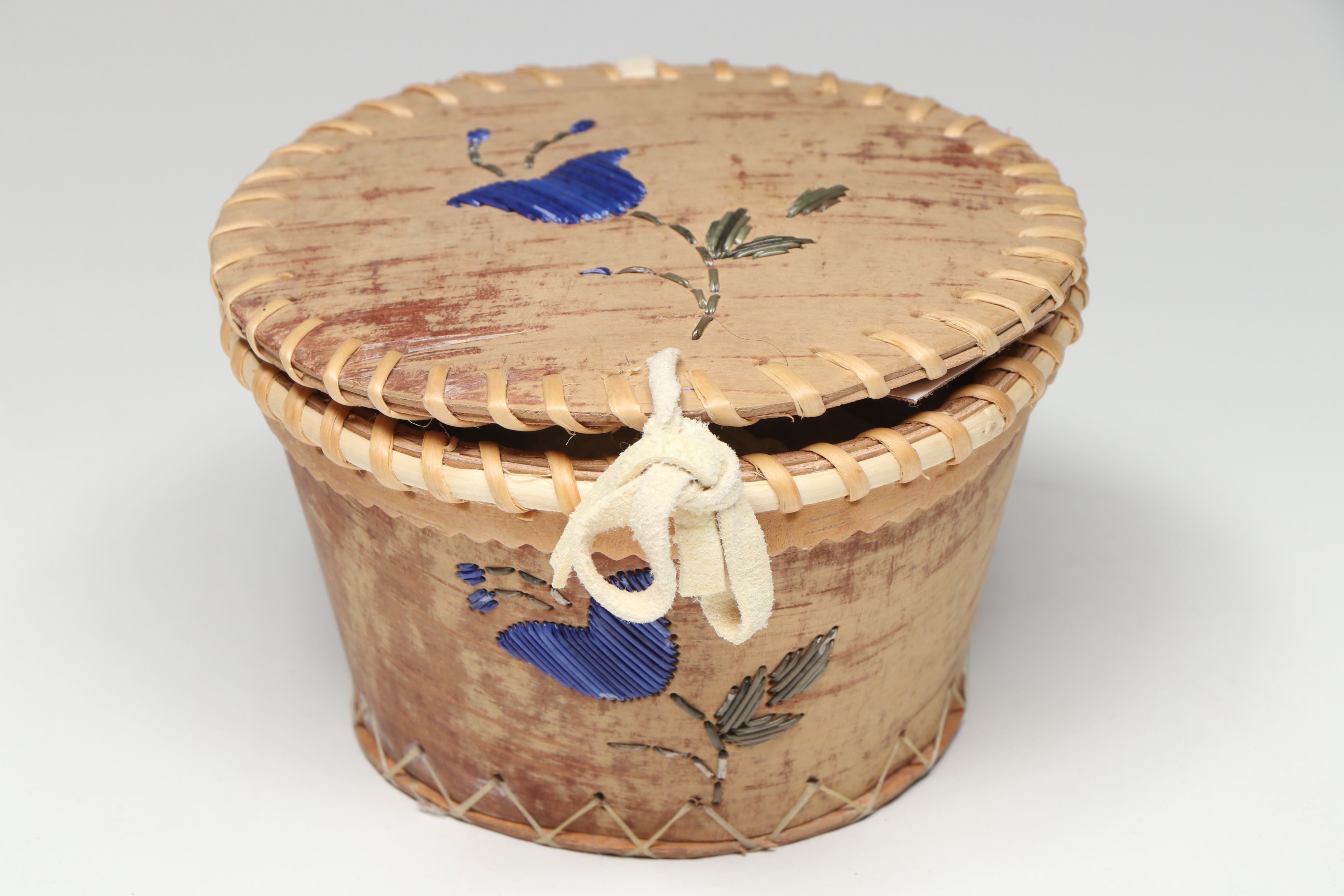 Yvonne and Laura Nande with Other Canadian Dene Birch Bark and Quillwork Boxes