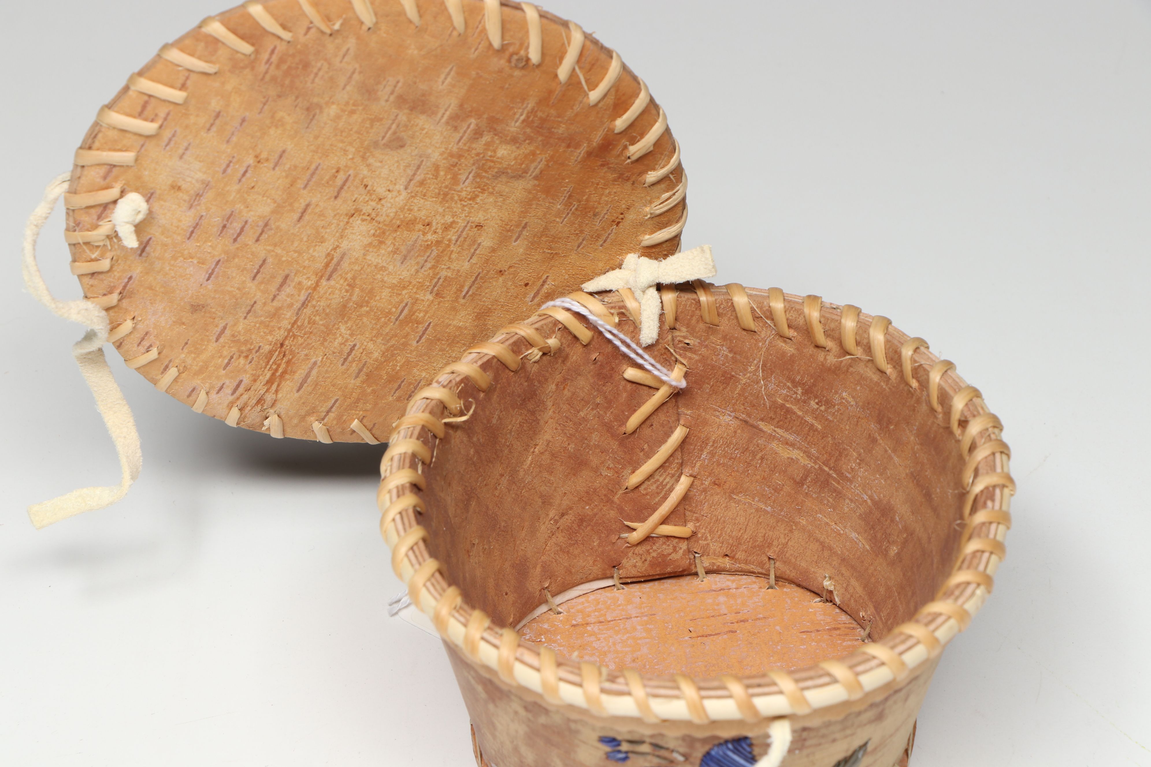 Yvonne and Laura Nande with Other Canadian Dene Birch Bark and Quillwork Boxes