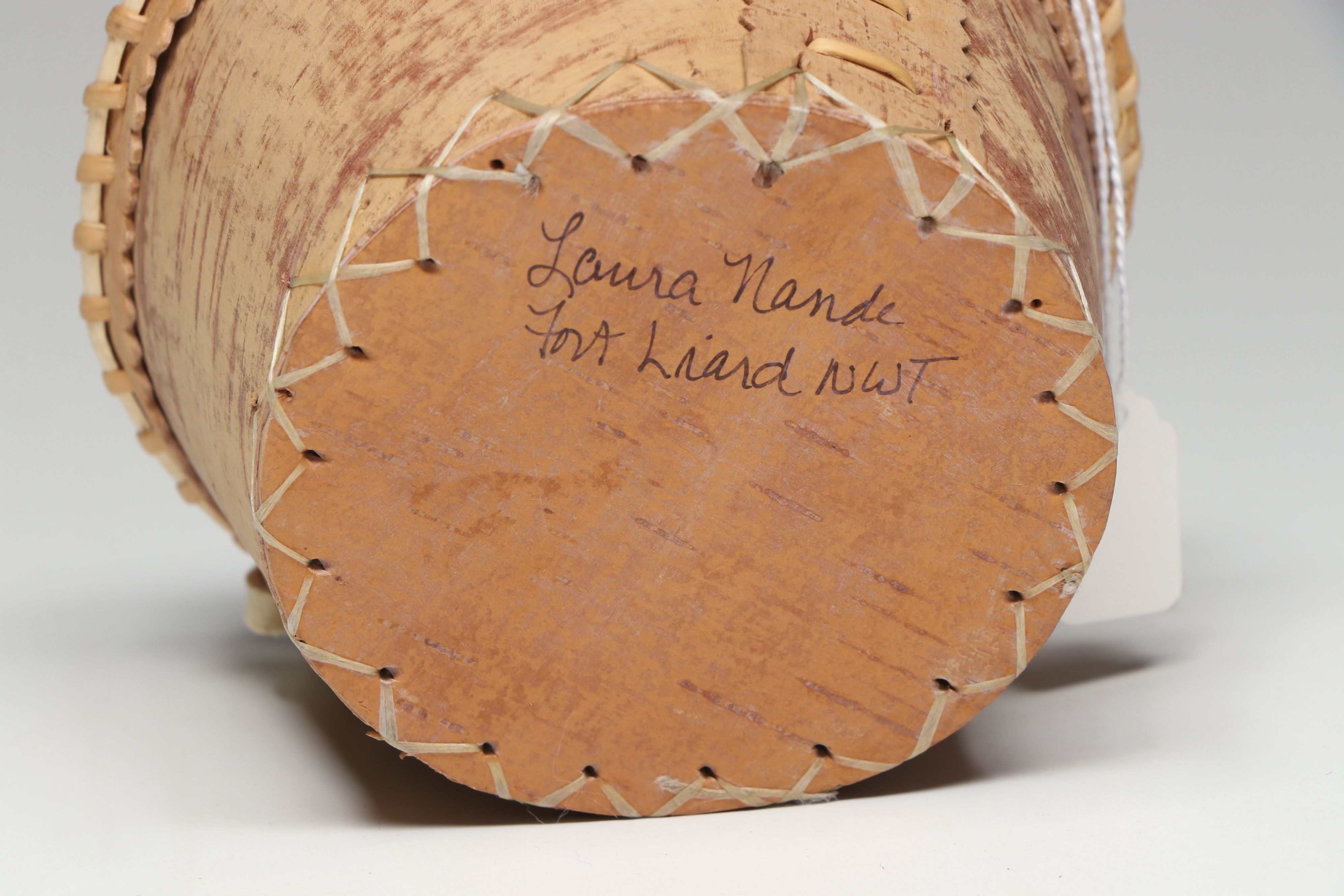 Yvonne and Laura Nande with Other Canadian Dene Birch Bark and Quillwork Boxes