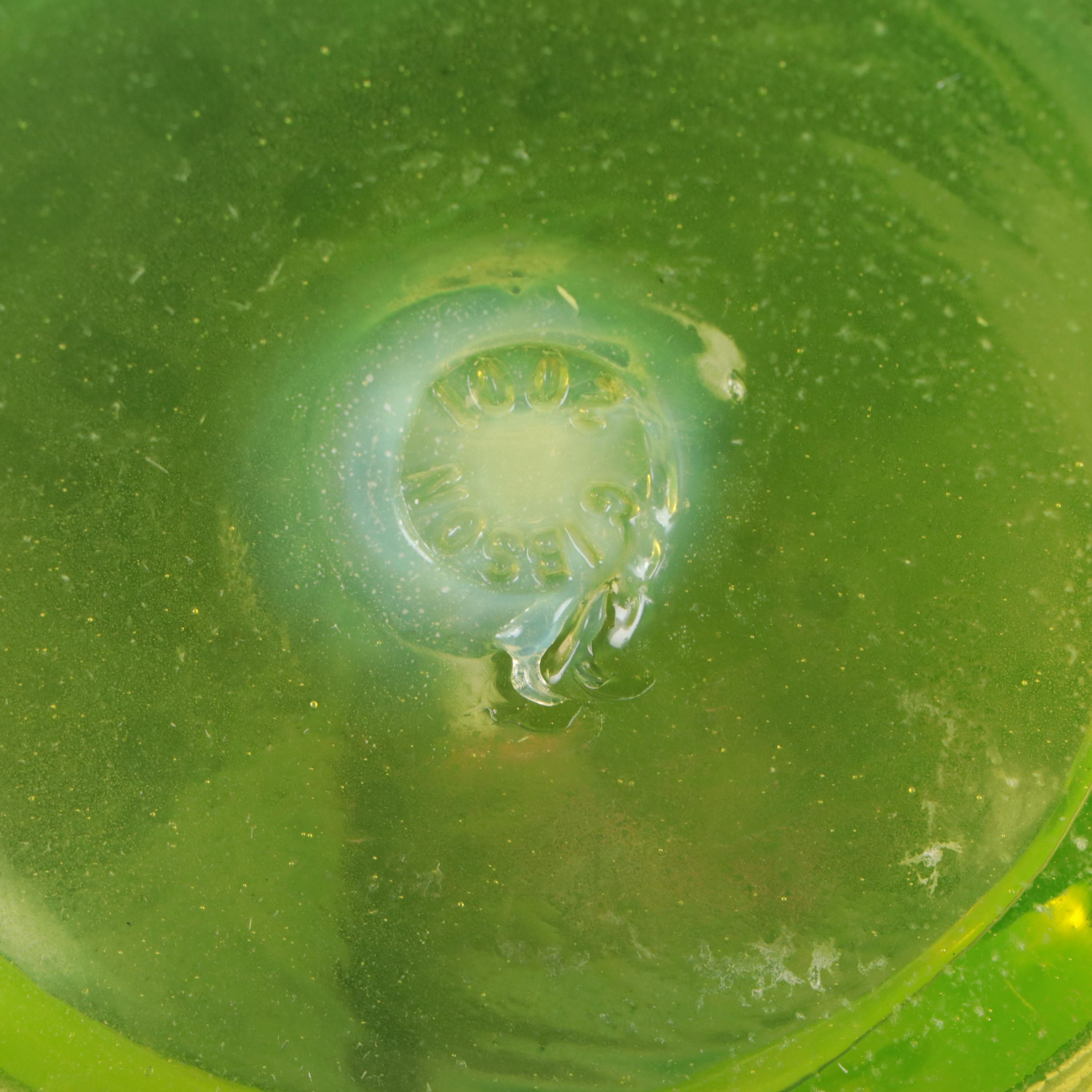 Gibson Vaseline Glass Pitcher and Tumbler Set with Cruet, 20th Century