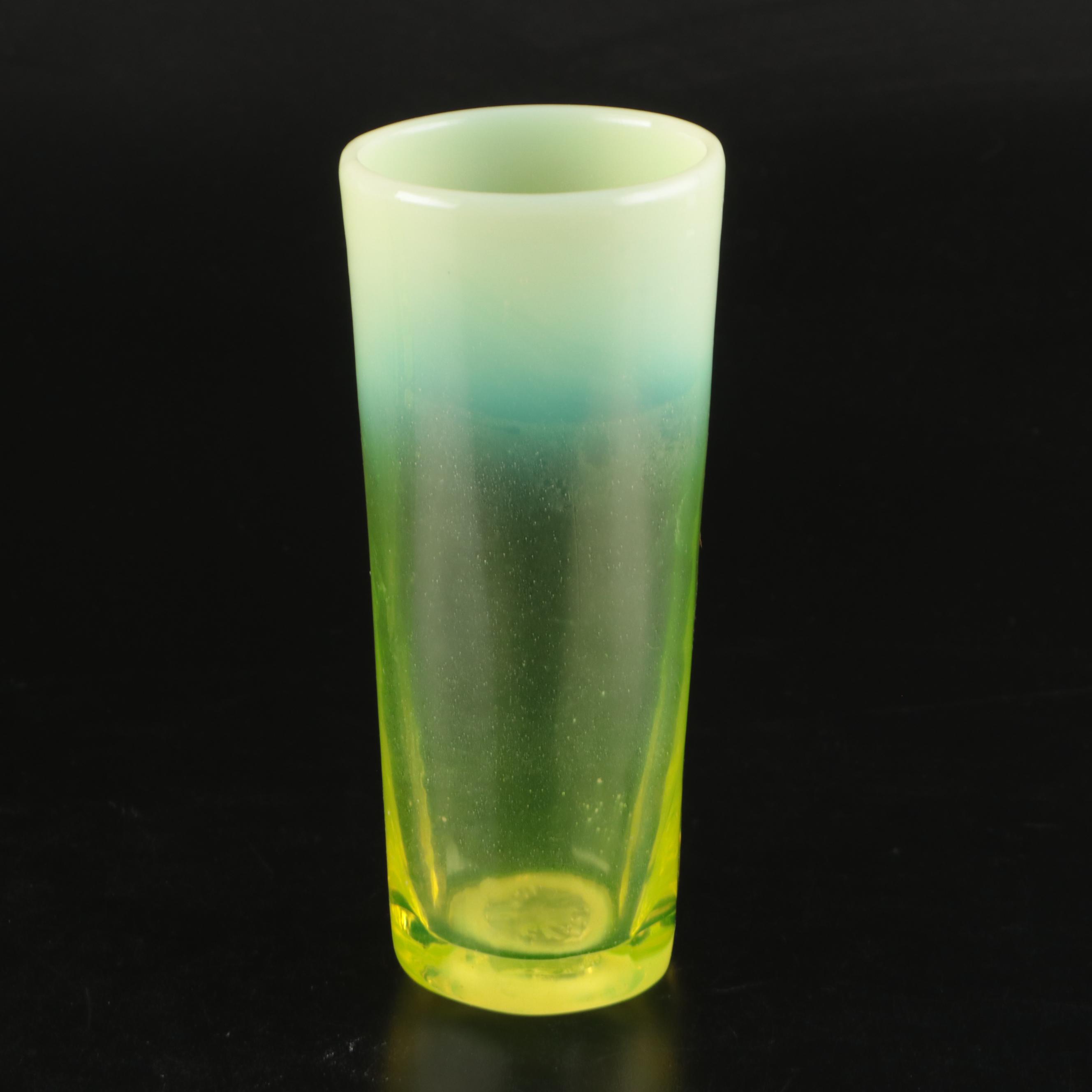 Gibson Vaseline Glass Pitcher and Tumbler Set with Cruet, 20th Century