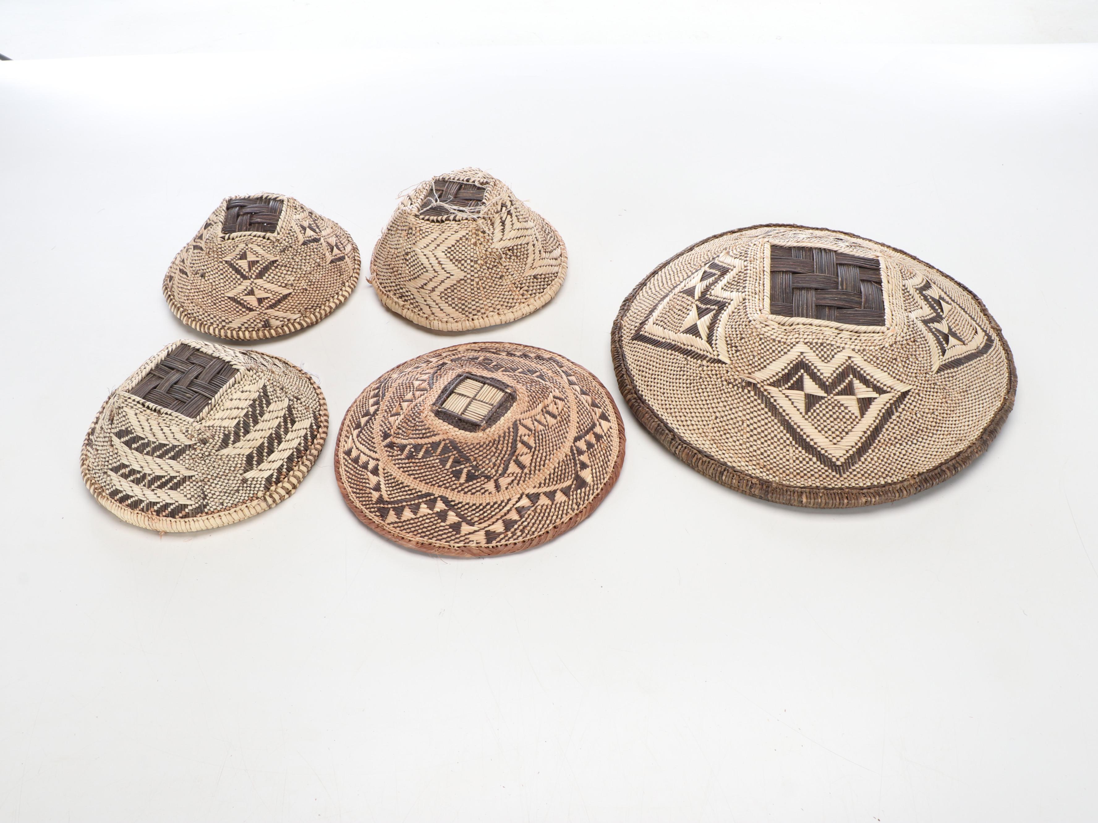 South African Zambian Geometric Woven Plant Fiber Tonga Baskets