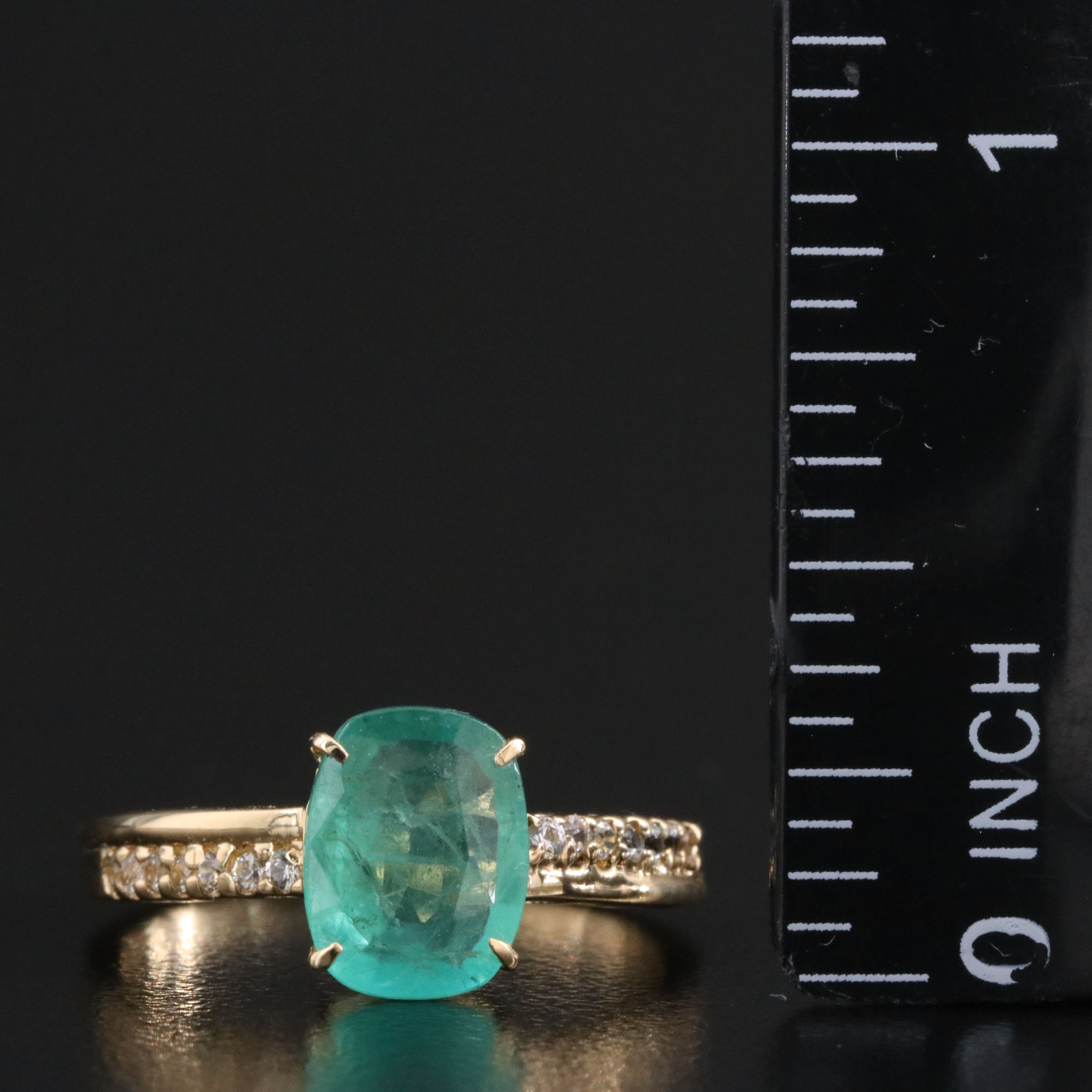 14K Emerald and White Sapphire Ring