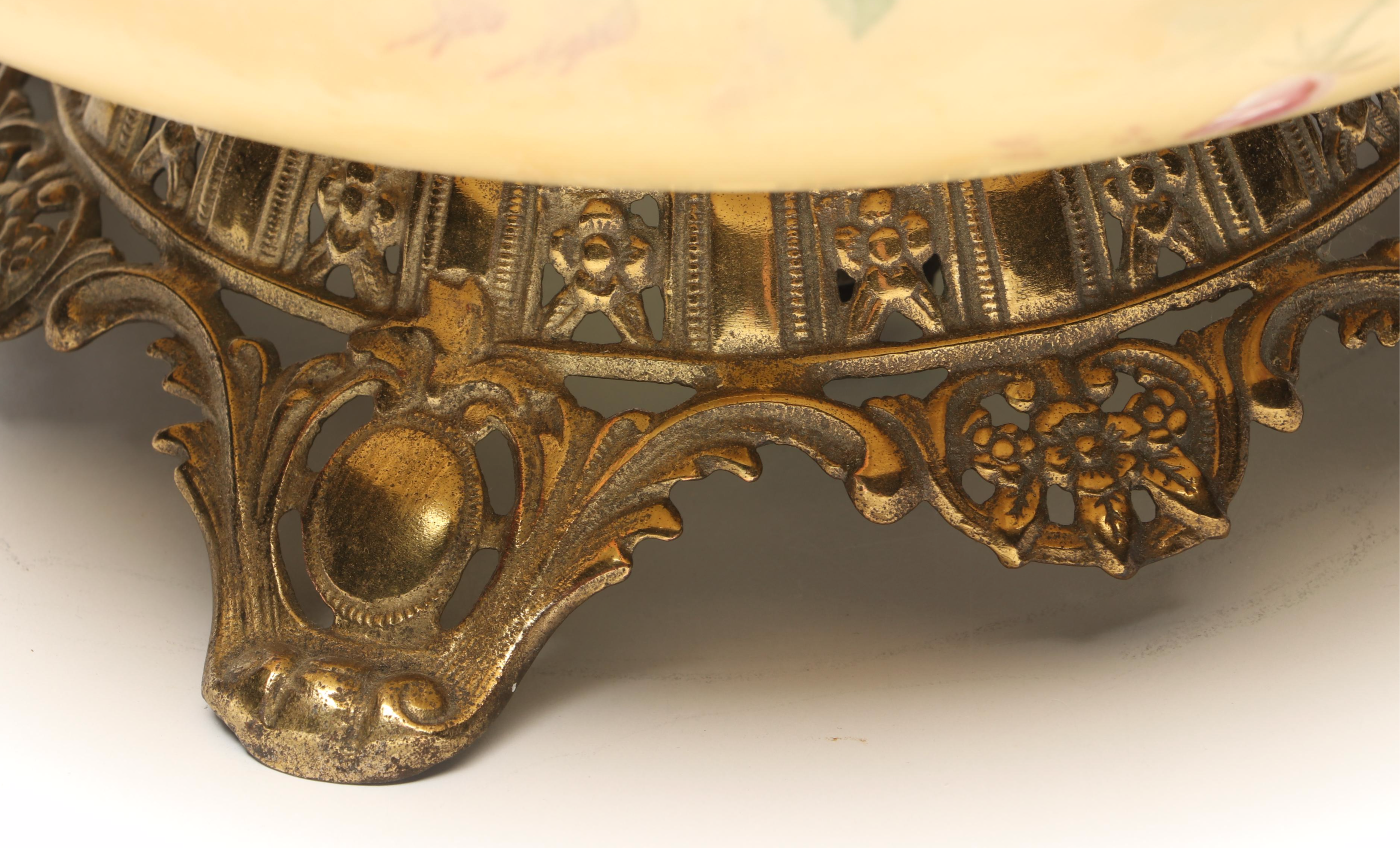 Victorian Style Hand-Painted Floral Parlor Lamp, 20th Century