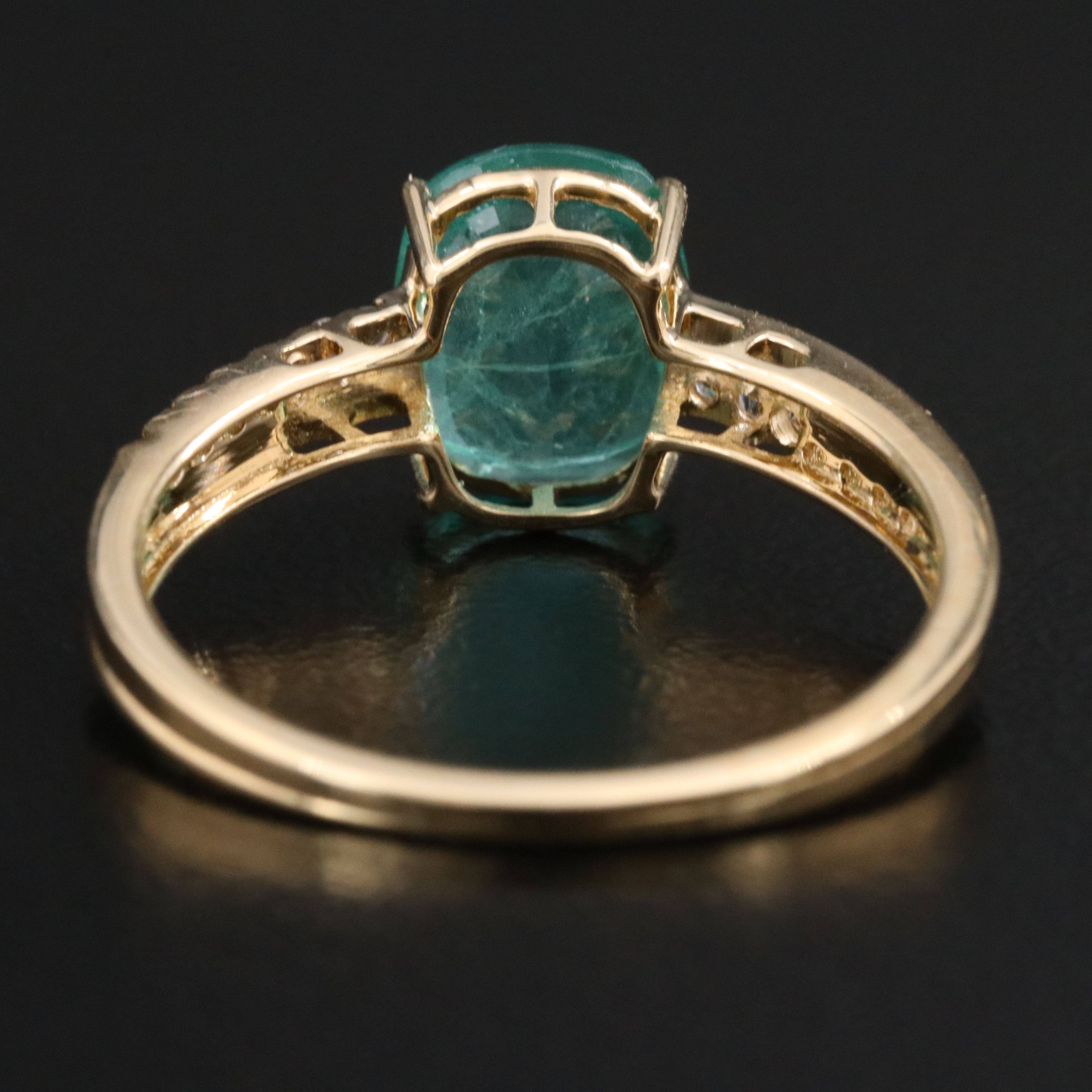 14K Emerald and White Sapphire Ring