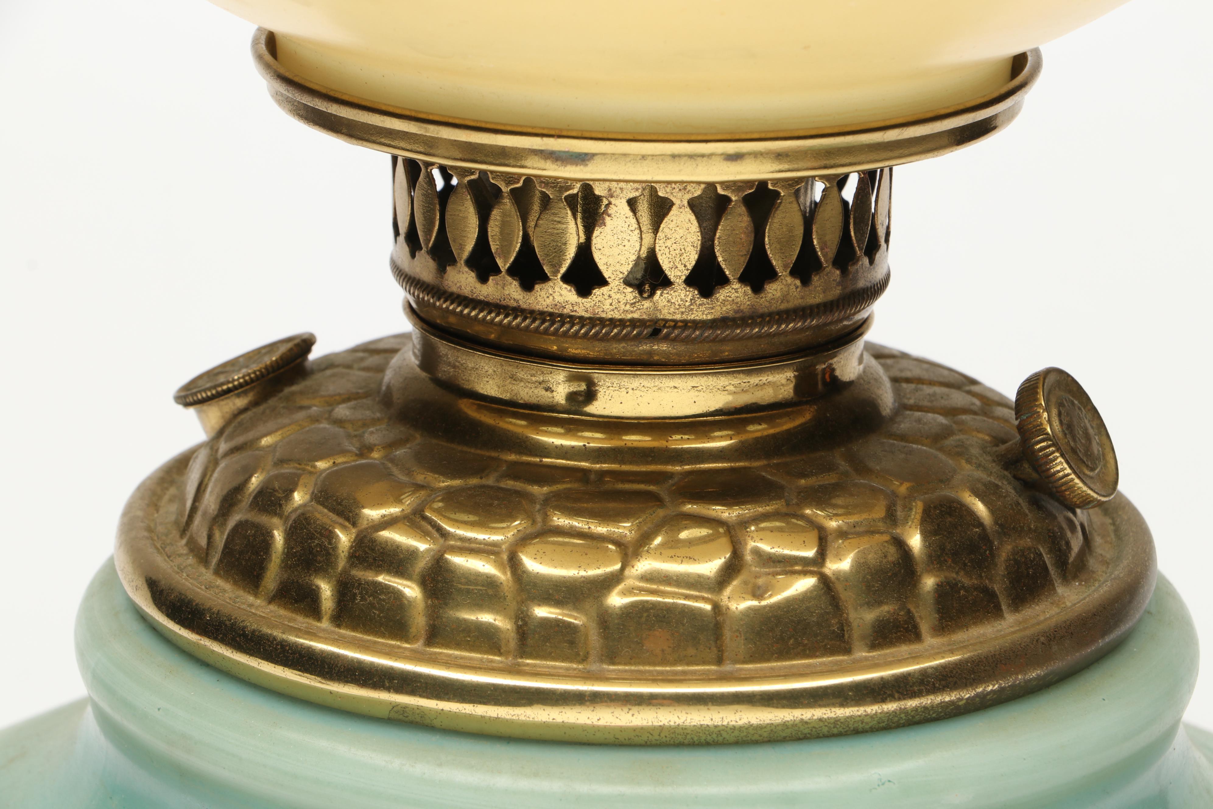 Victorian Style Hand-Painted Floral Parlor Lamp, 20th Century