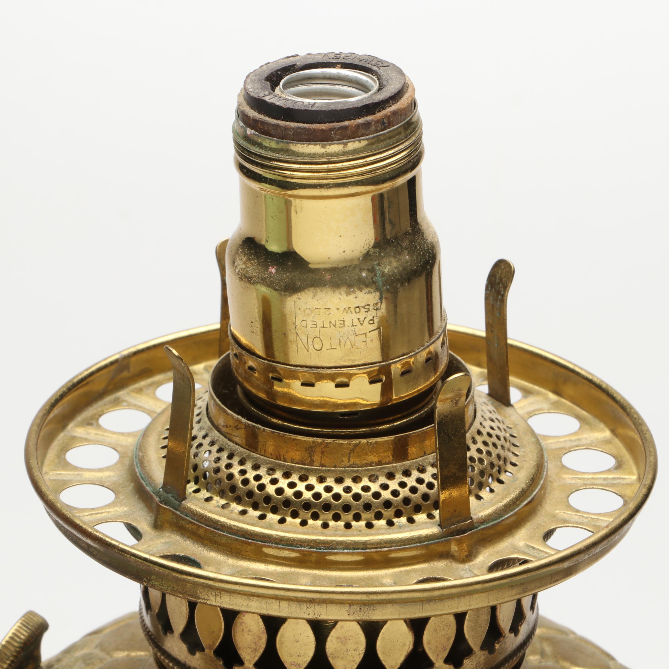 Victorian Style Hand-Painted Floral Parlor Lamp, 20th Century