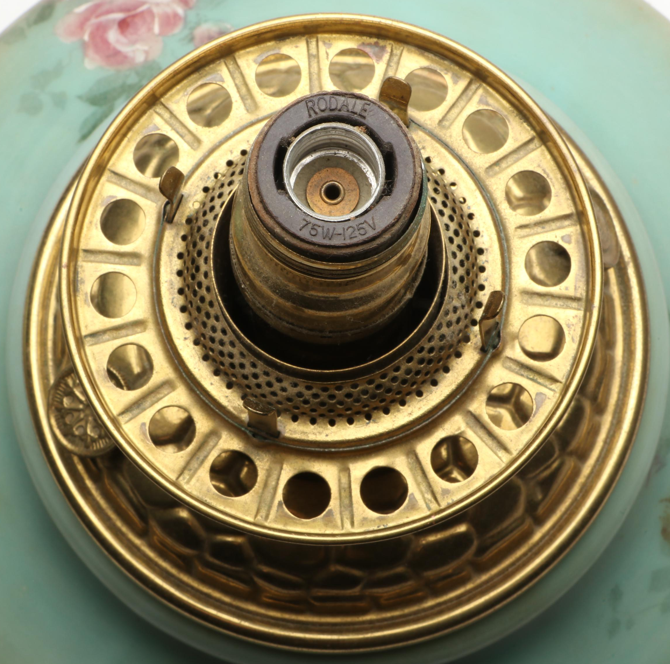 Victorian Style Hand-Painted Floral Parlor Lamp, 20th Century