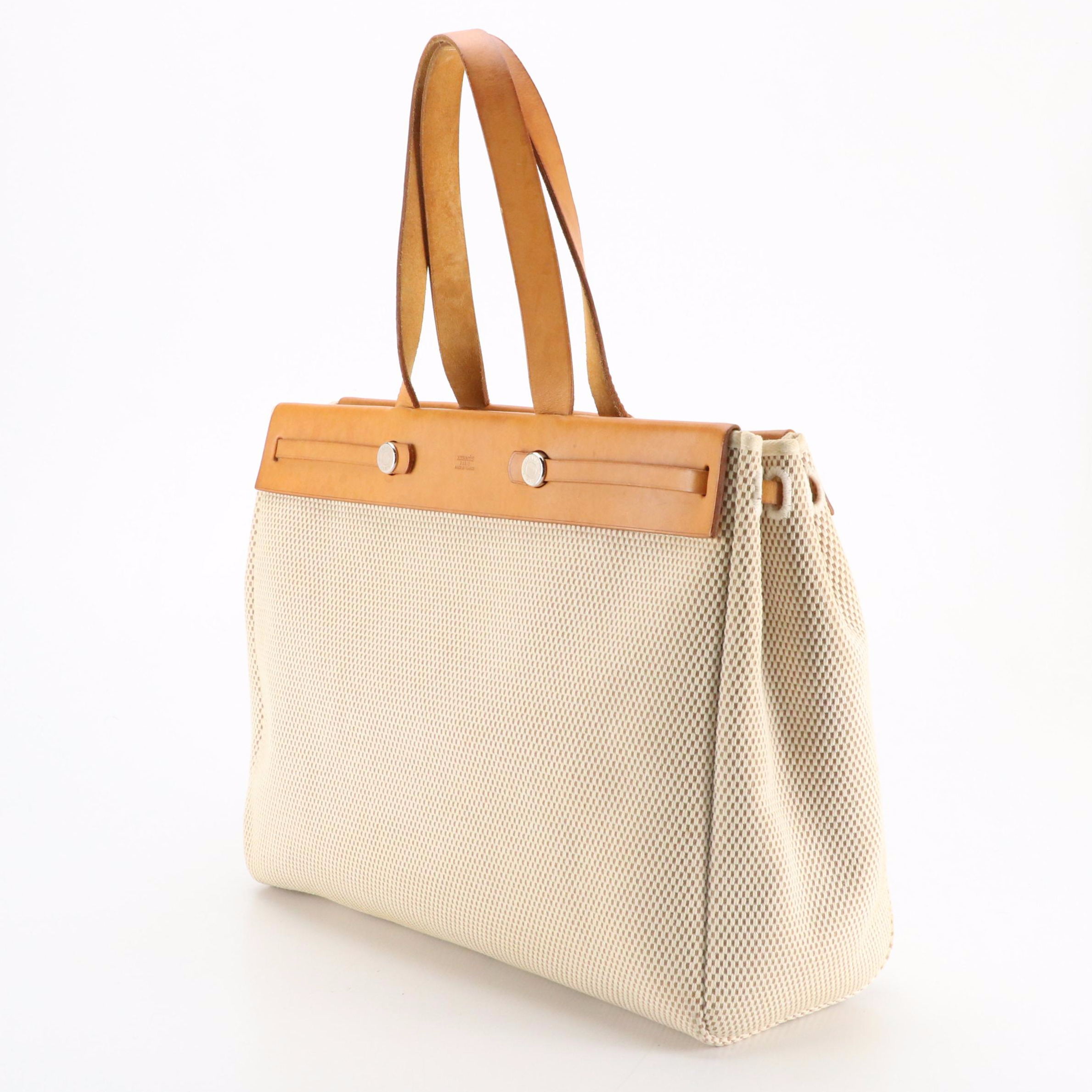 Hermès Herbag Cabas 2-in-1 Tote in Canvas Toile and Vache Leather