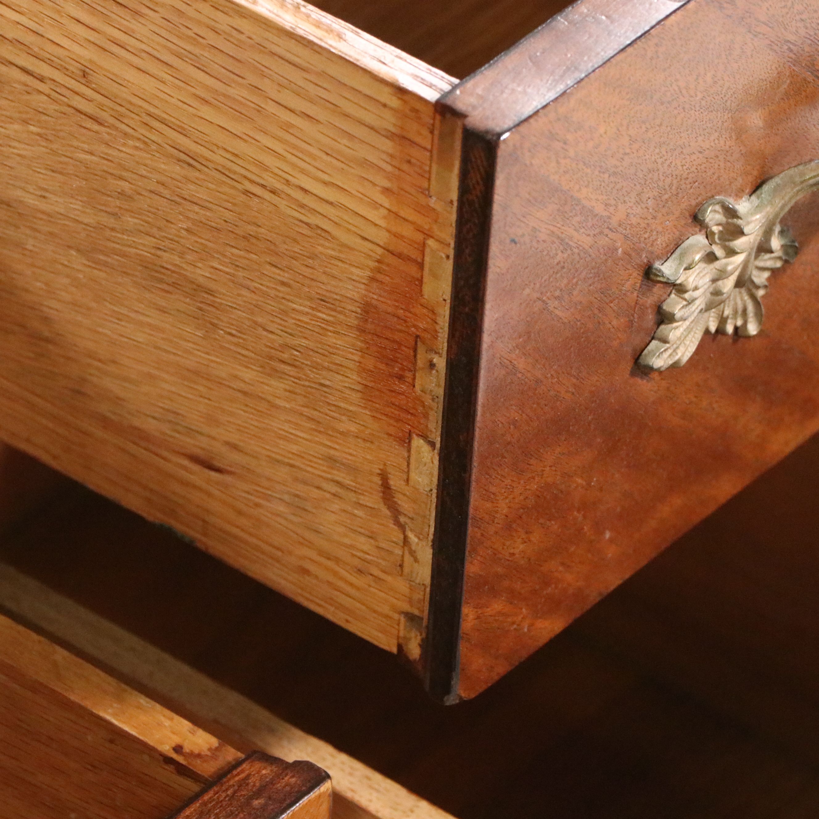 Art Deco Waterfall Front Walnut Vanity with Chair
