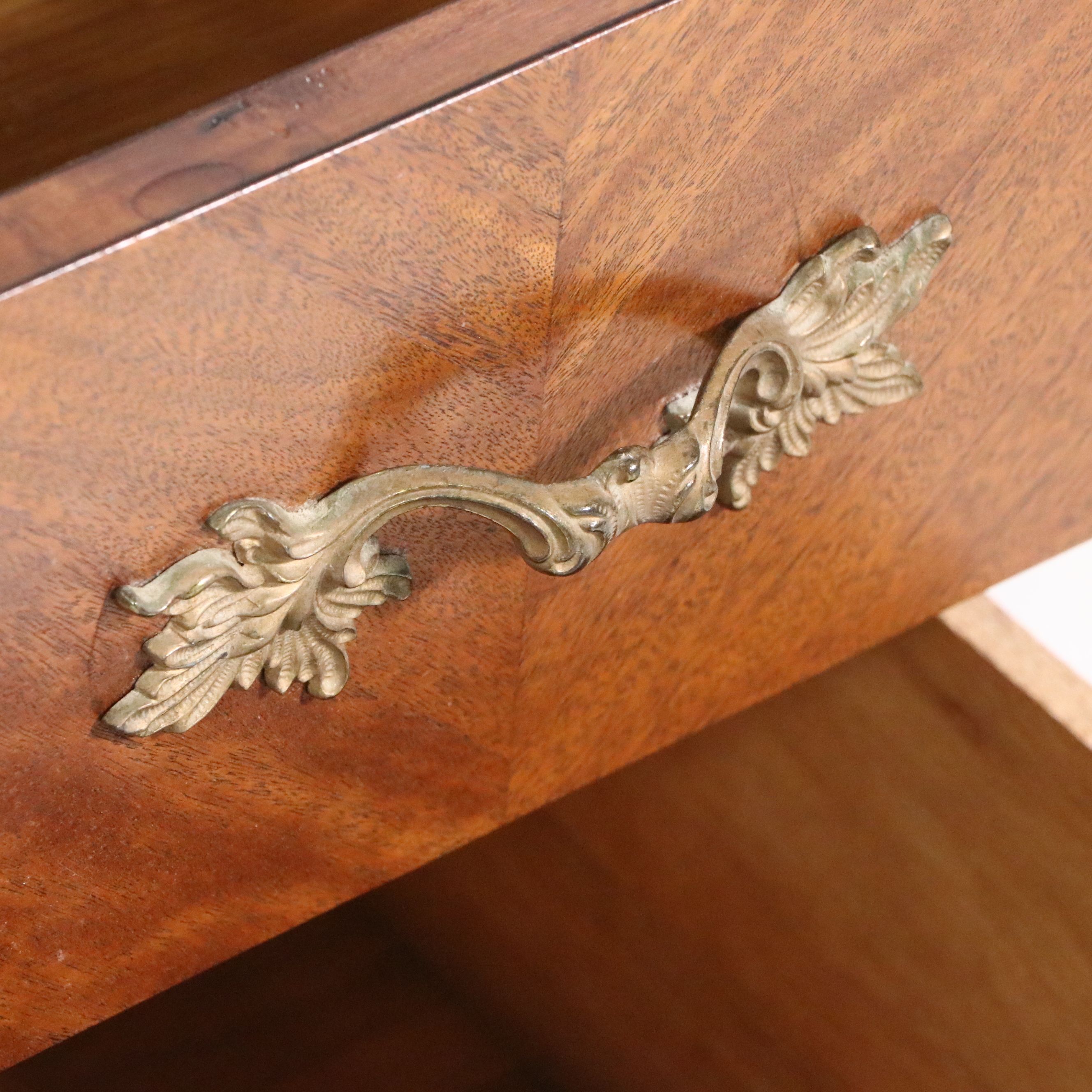 Art Deco Waterfall Front Walnut Vanity with Chair