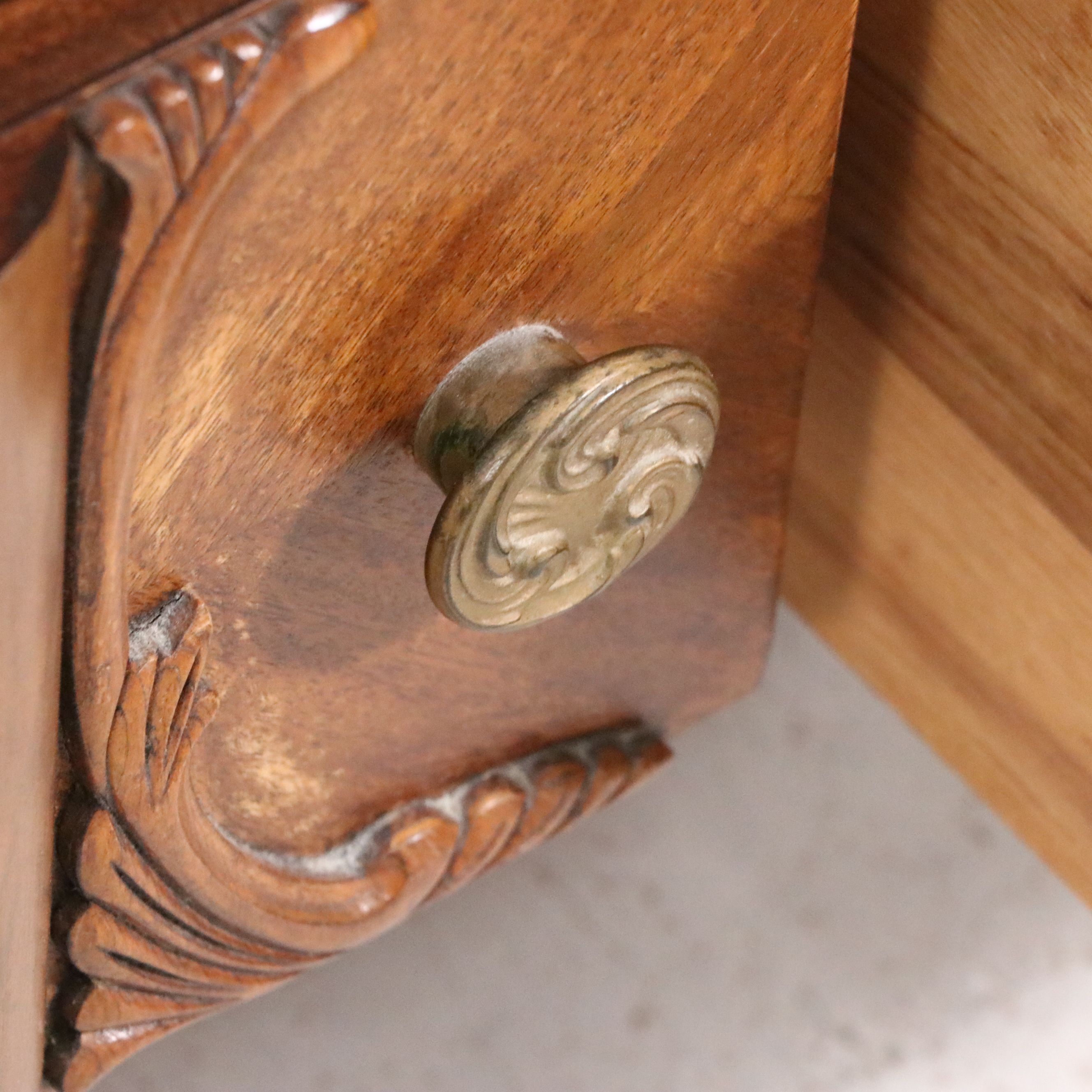 Art Deco Waterfall Front Walnut Vanity with Chair