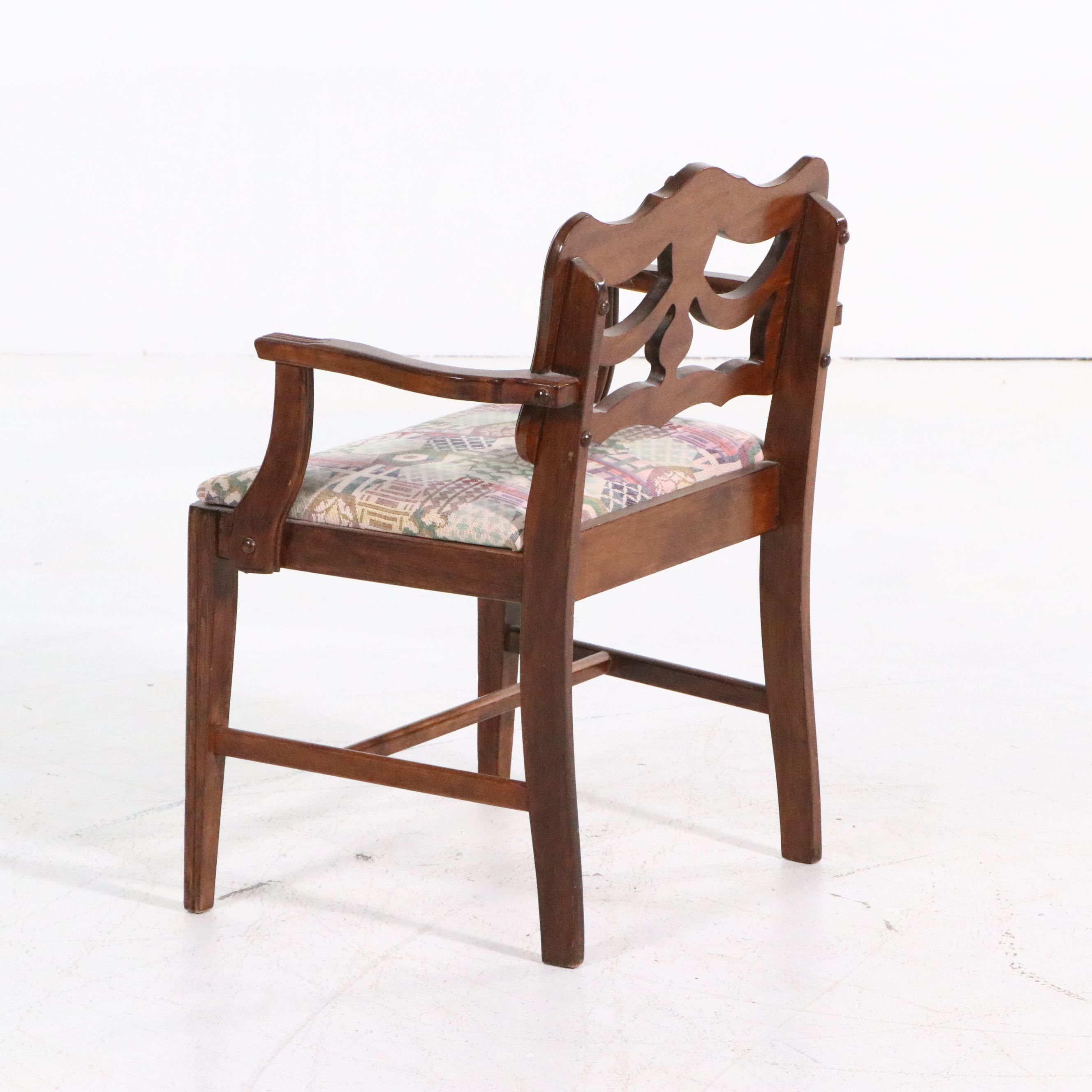 Art Deco Waterfall Front Walnut Vanity with Chair